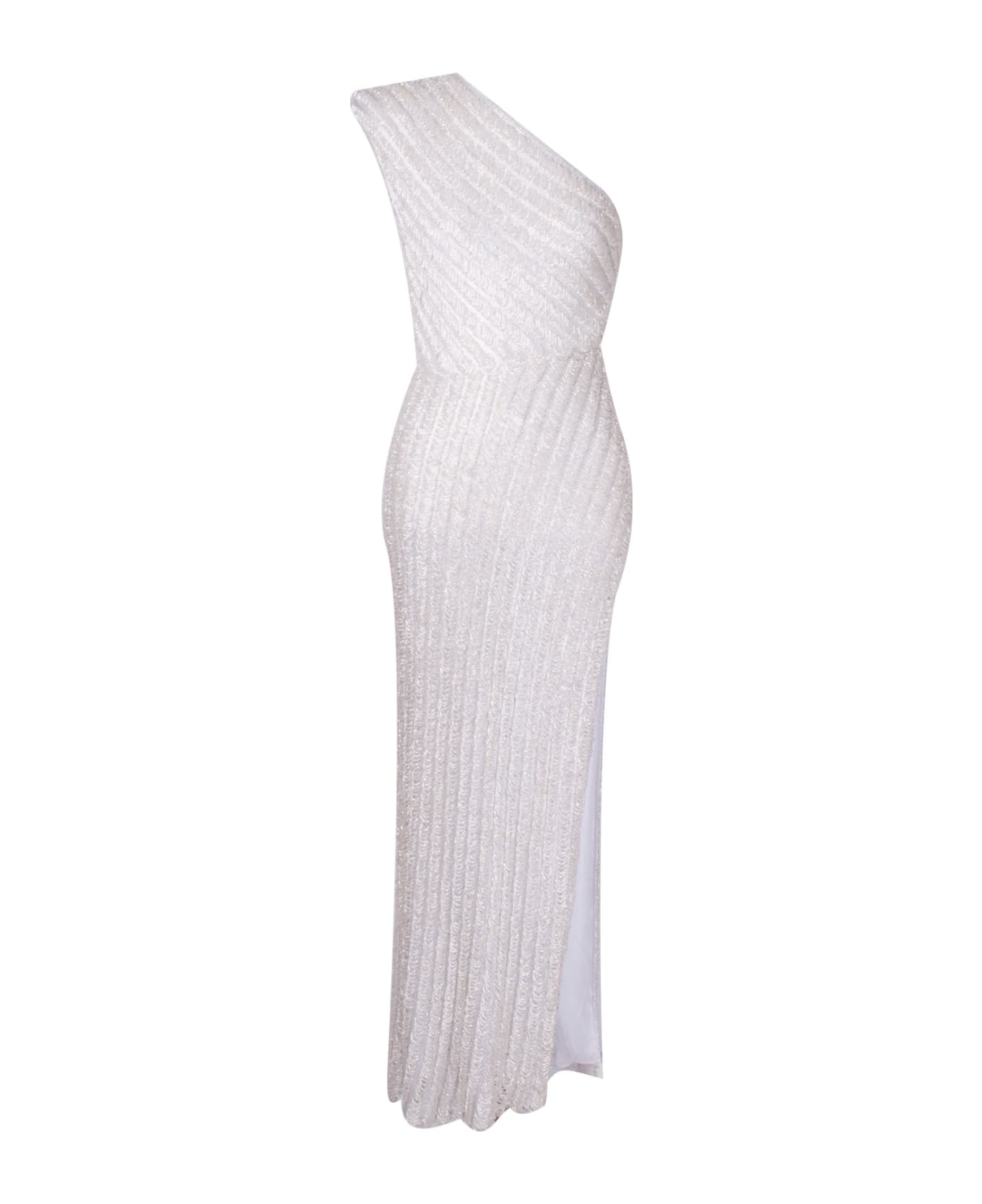 Raisa Vanessa One Shoulder Sequin Maxi Dress - White ワンピース＆ドレス