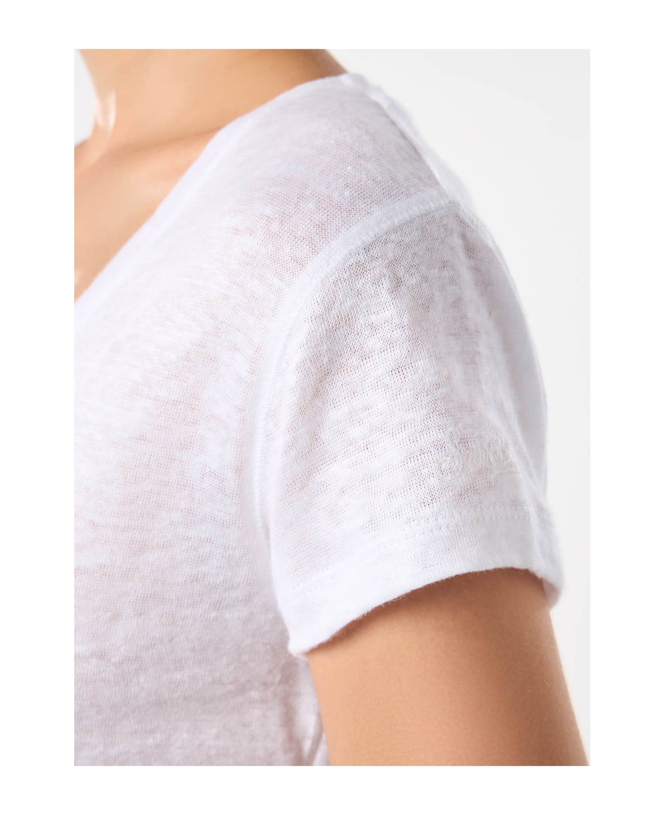 MC2 Saint Barth Woman White Linen T-shirt - WHITE