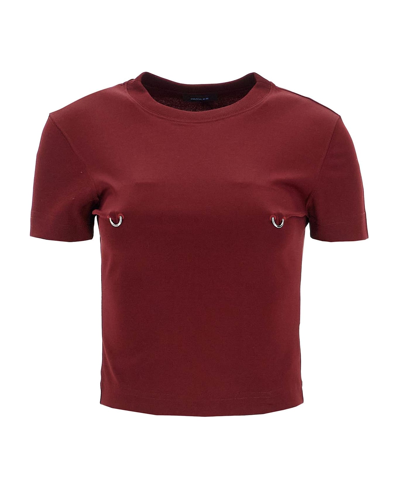 Mugler Cropped T-shirt With Piercing - BLOOD RED (Red)