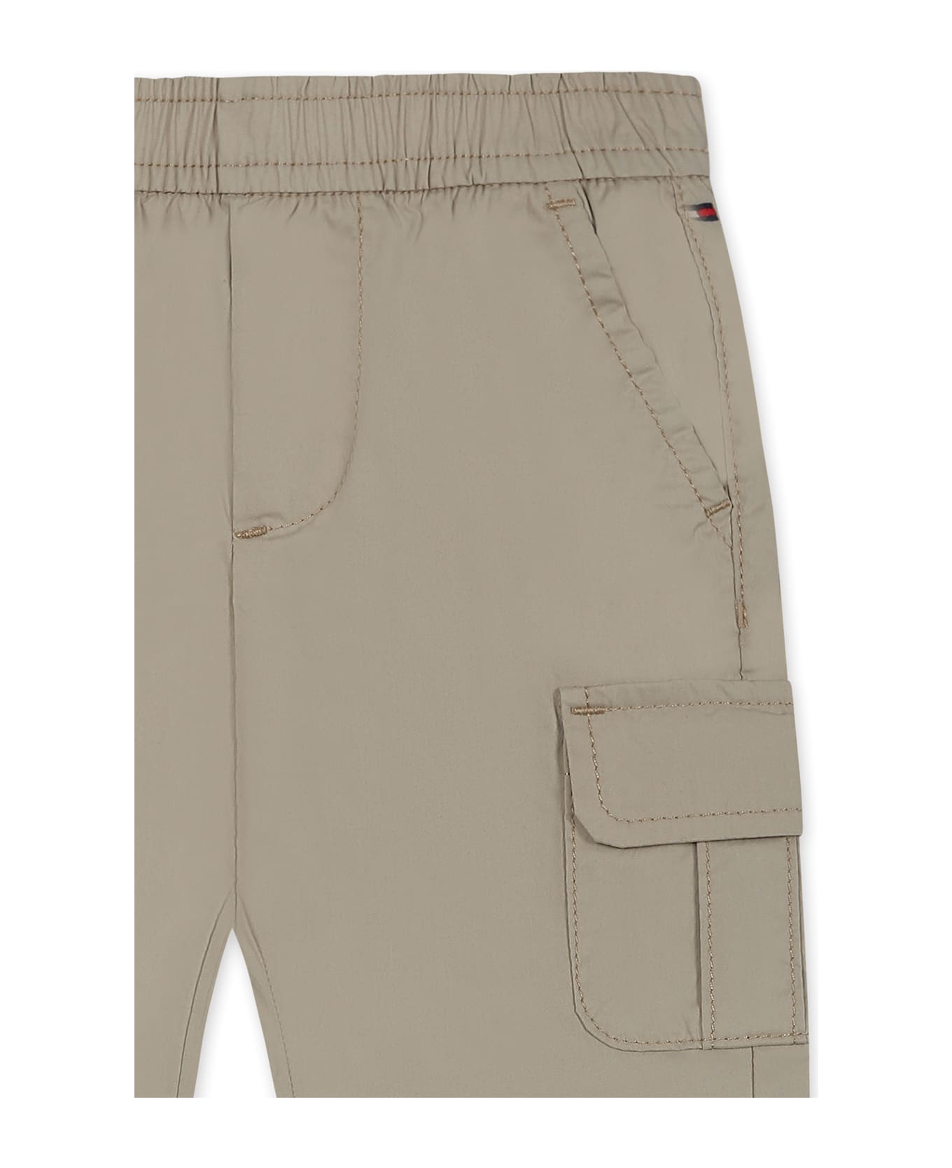 Tommy Hilfiger Beige Trousers For Baby Boy With Flag - Beige