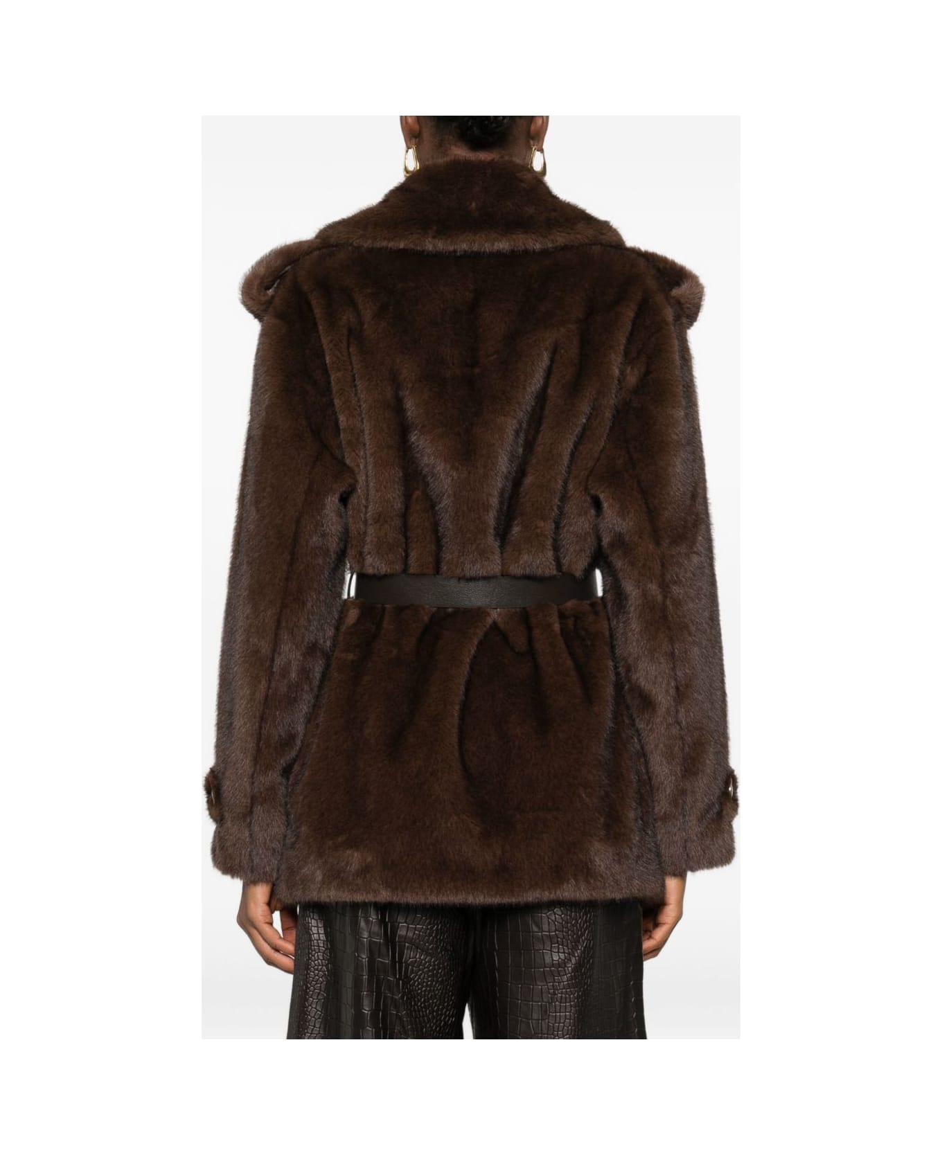 Parosh Faux Fur Coat - Brown
