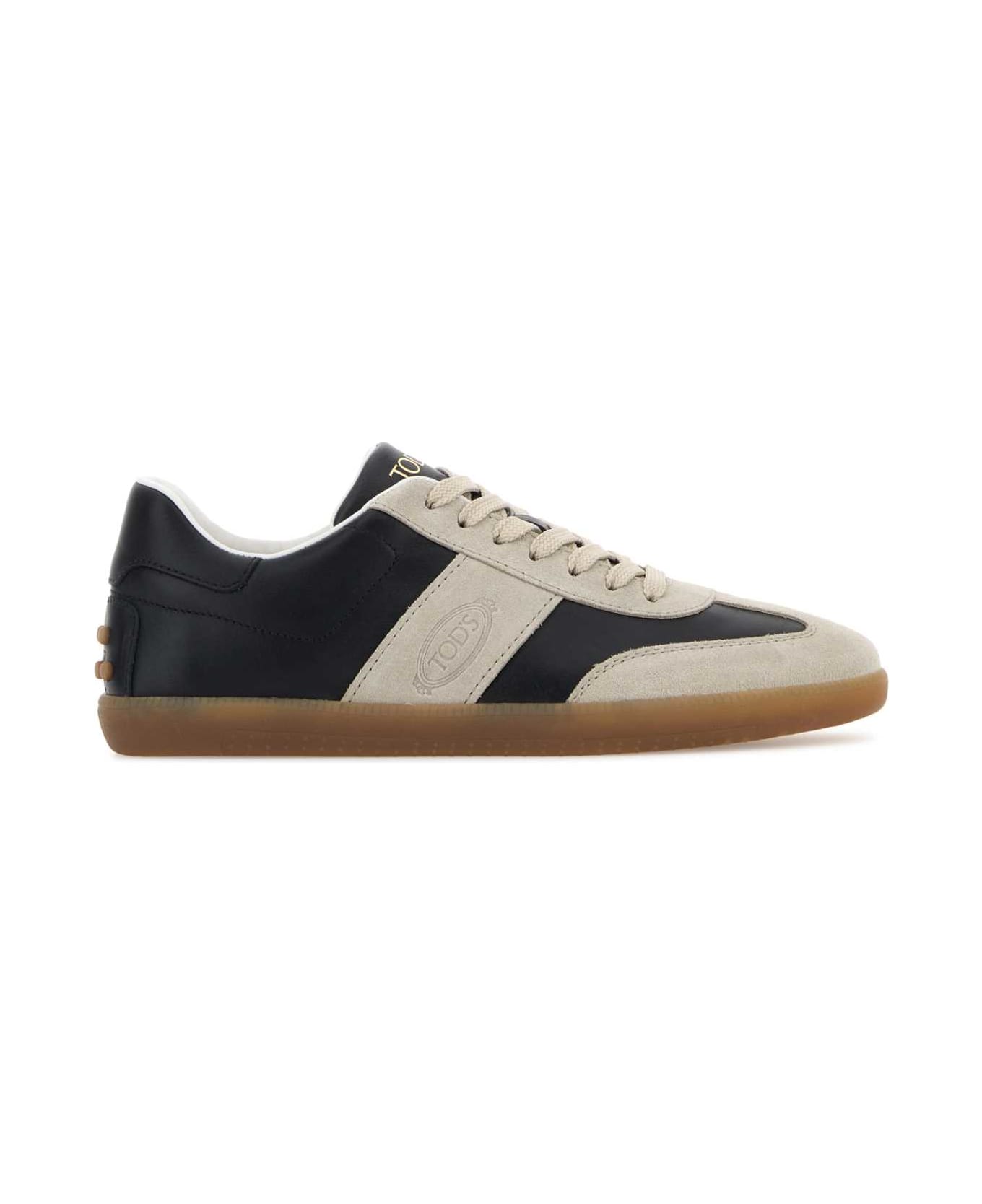 Tod
s Two-tone Leather And Suede Sneakers - C006MASTICEB009BIANCOLATTE