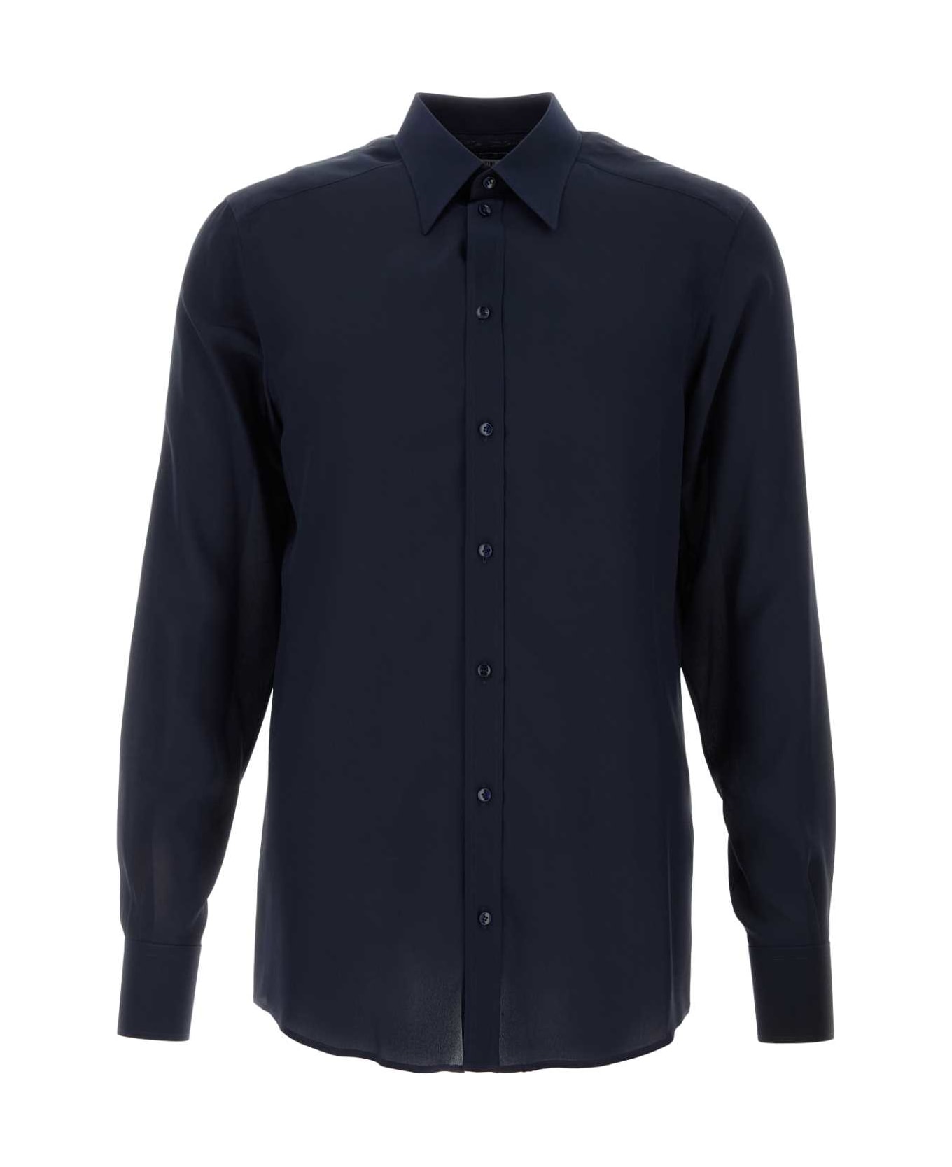 Dolce & Gabbana Blue Crepe Shirt - BLUSCURISSIMO5
