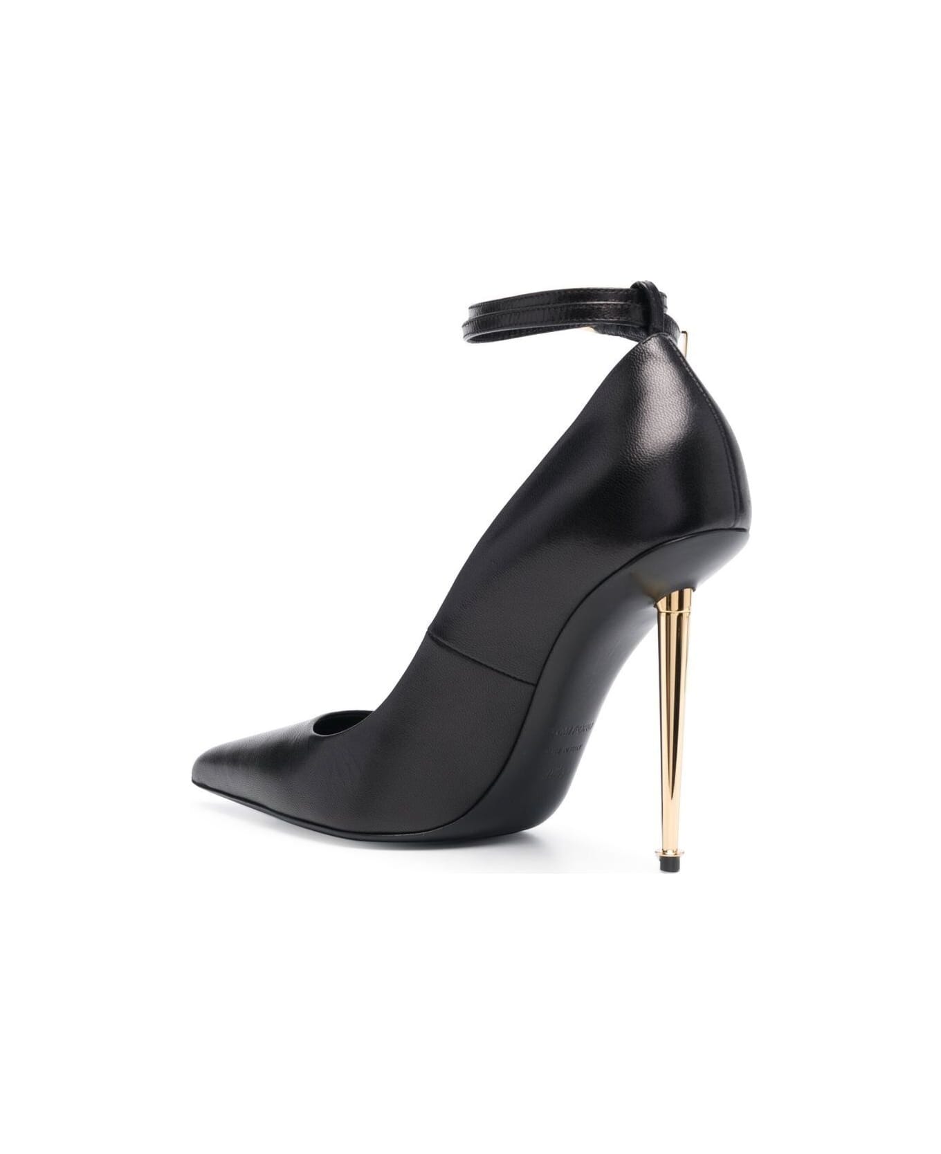 Tom Ford Black Pumps With Padlock Detail In Smooth Leather Woman - Black ハイヒール