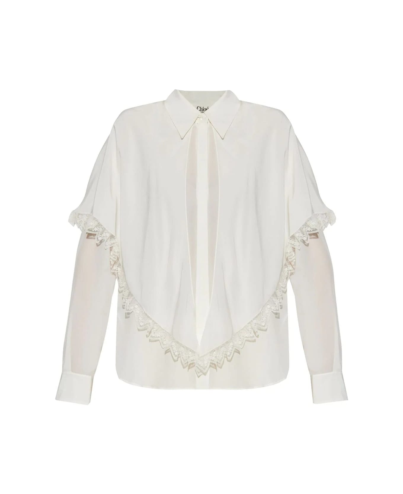 Chloé Camicia In Seta Bordo Pizzo - Iconic Milk