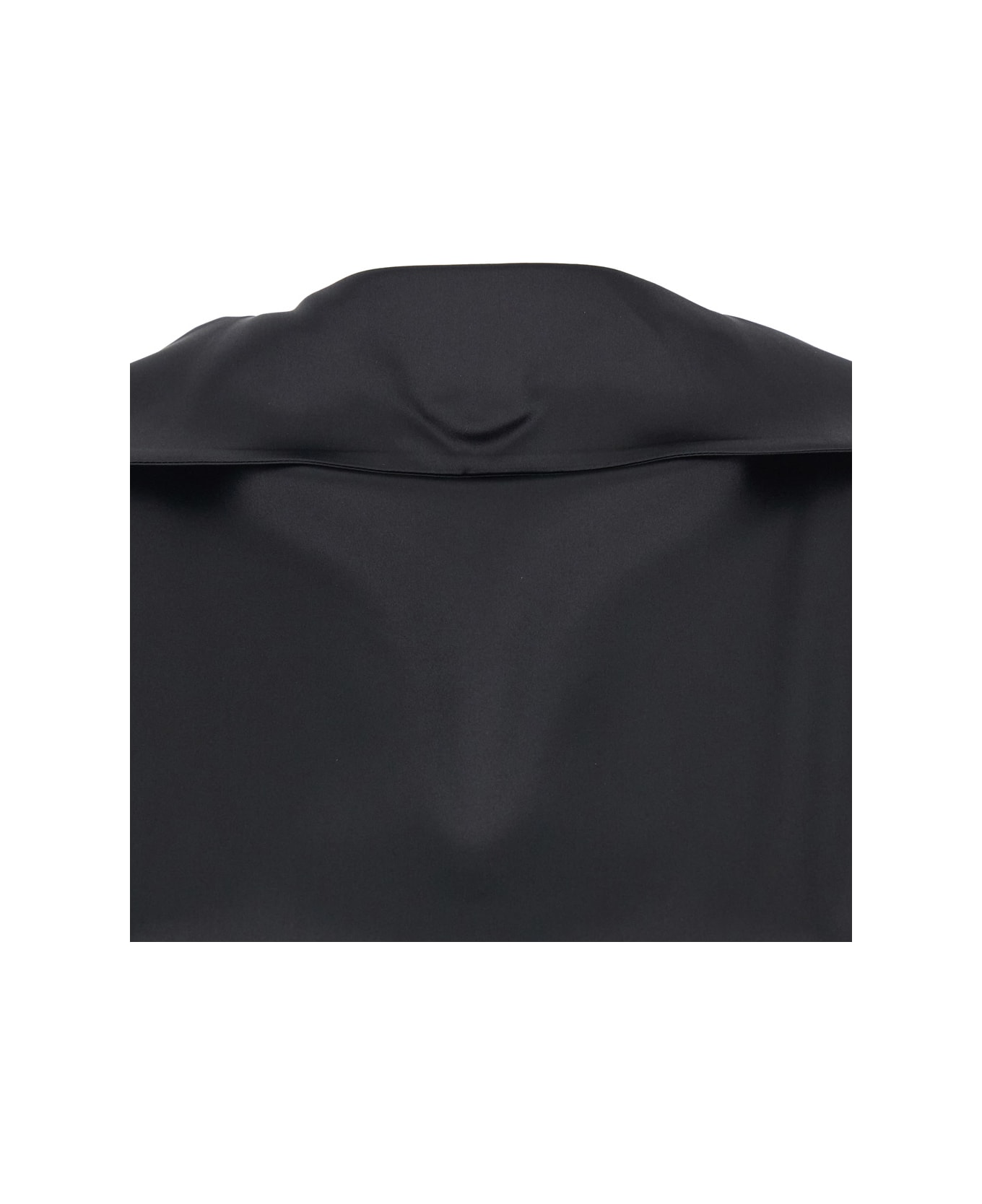 Phoebe Philo Black High Neck Top With Glossy Finish In Silk Woman - Black