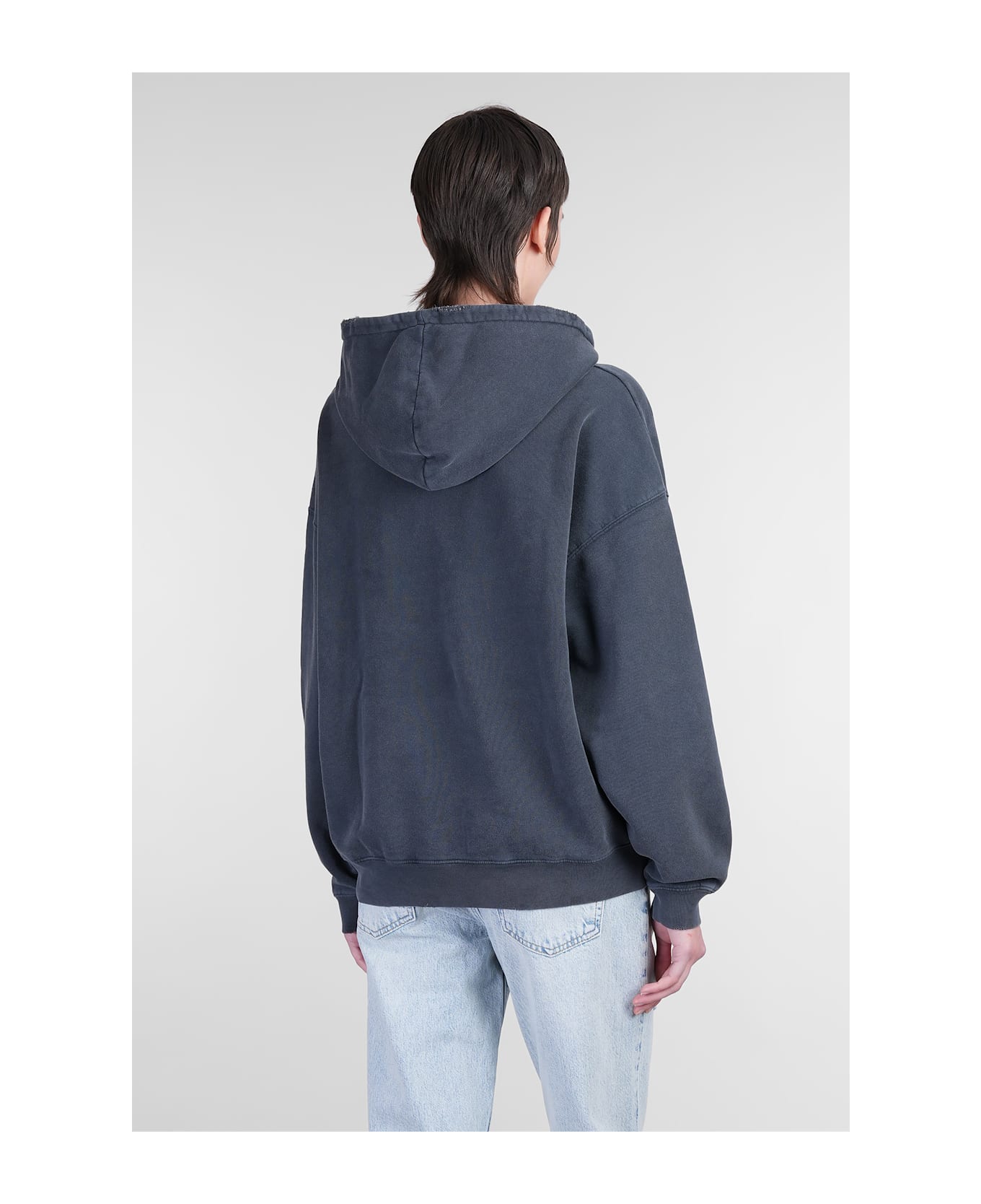 Anine Bing Harvey Sweatshirt In Black Cotton - dark washed black