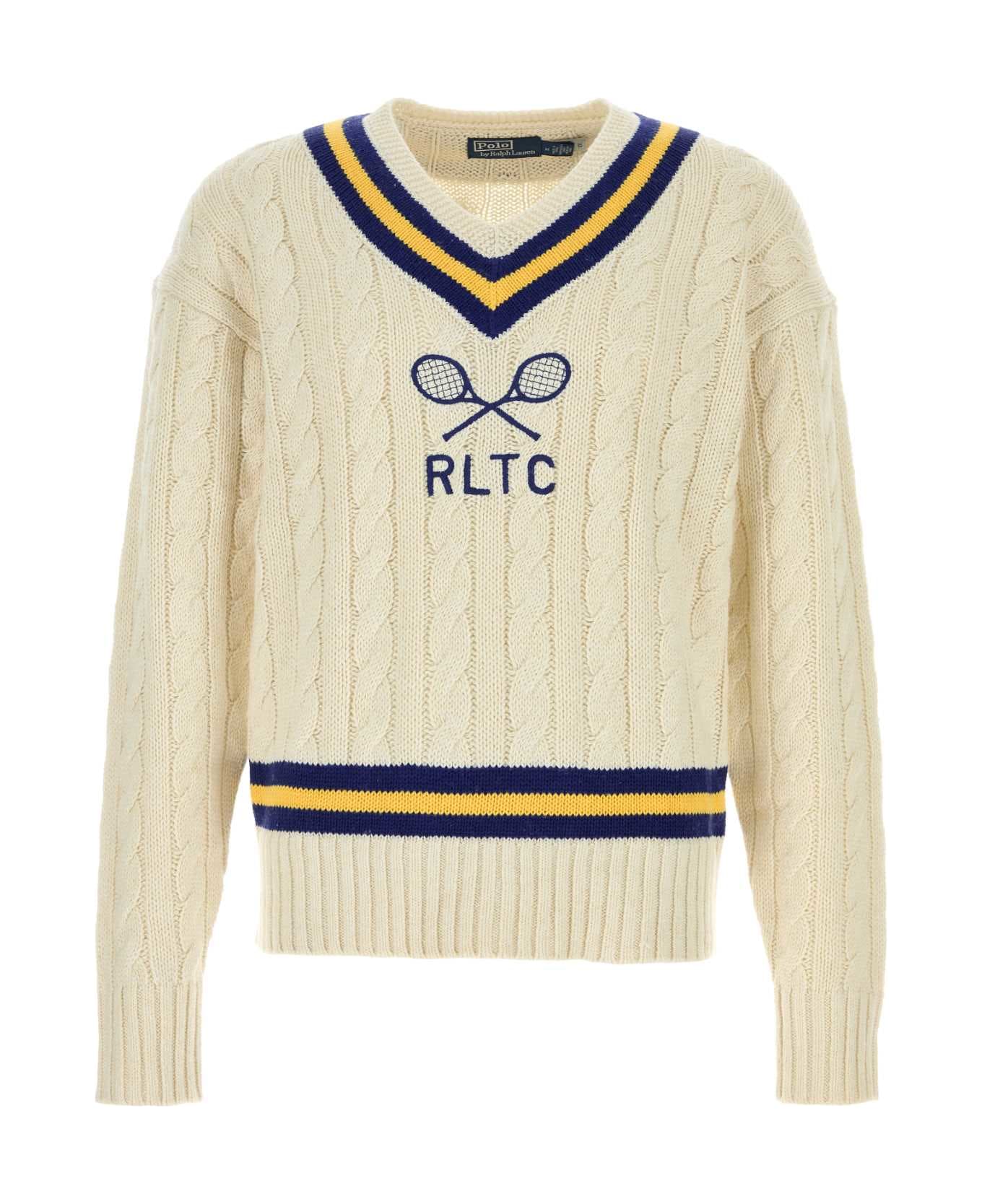 Polo Ralph Lauren Ivory Cotton Blend Sweater - CREAMCOMBO