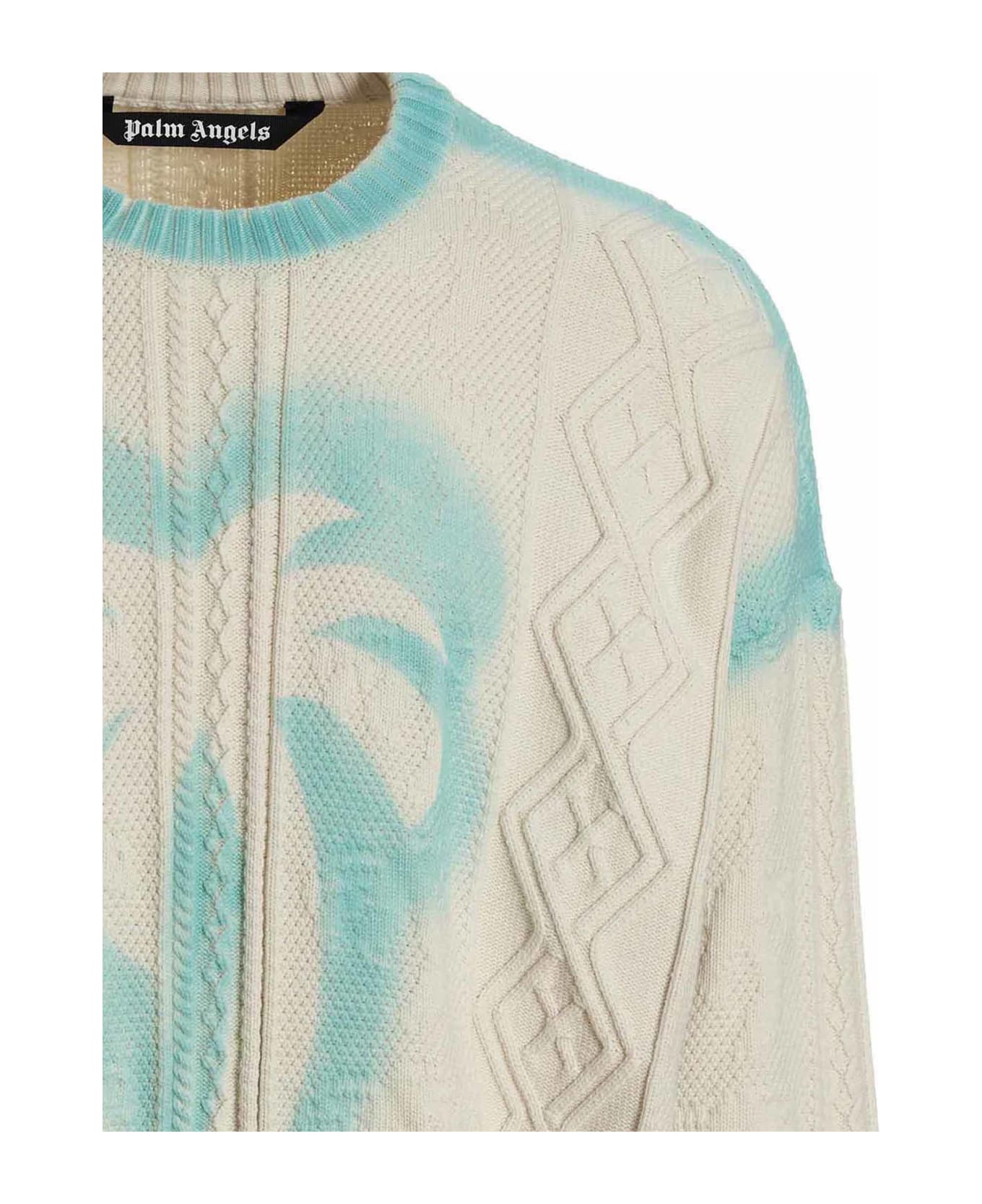 Palm Angels 'sprayed Palm Fishermans' Sweater - White ニットウェア