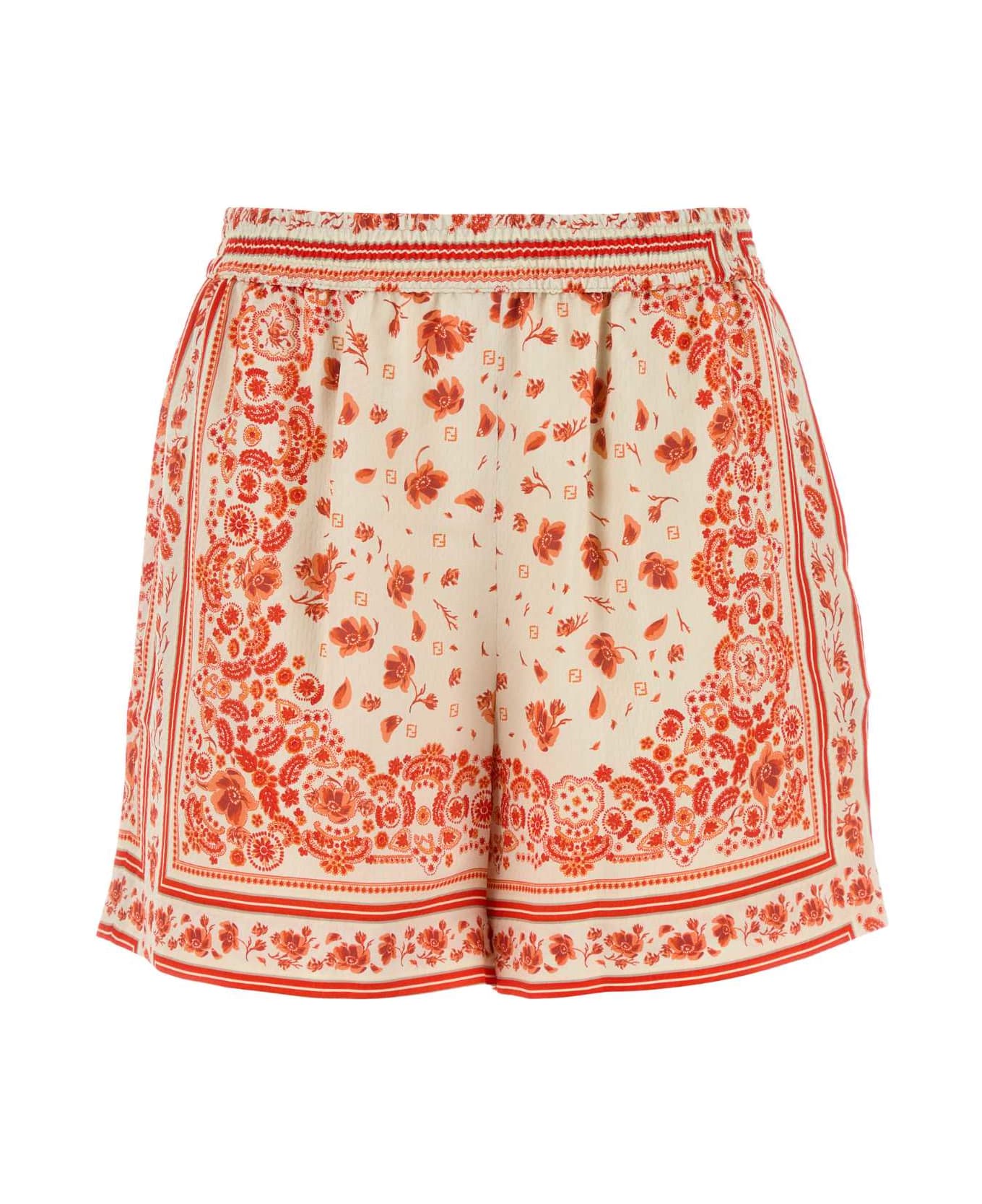 Fendi Printed Silk Shorts - CORAL