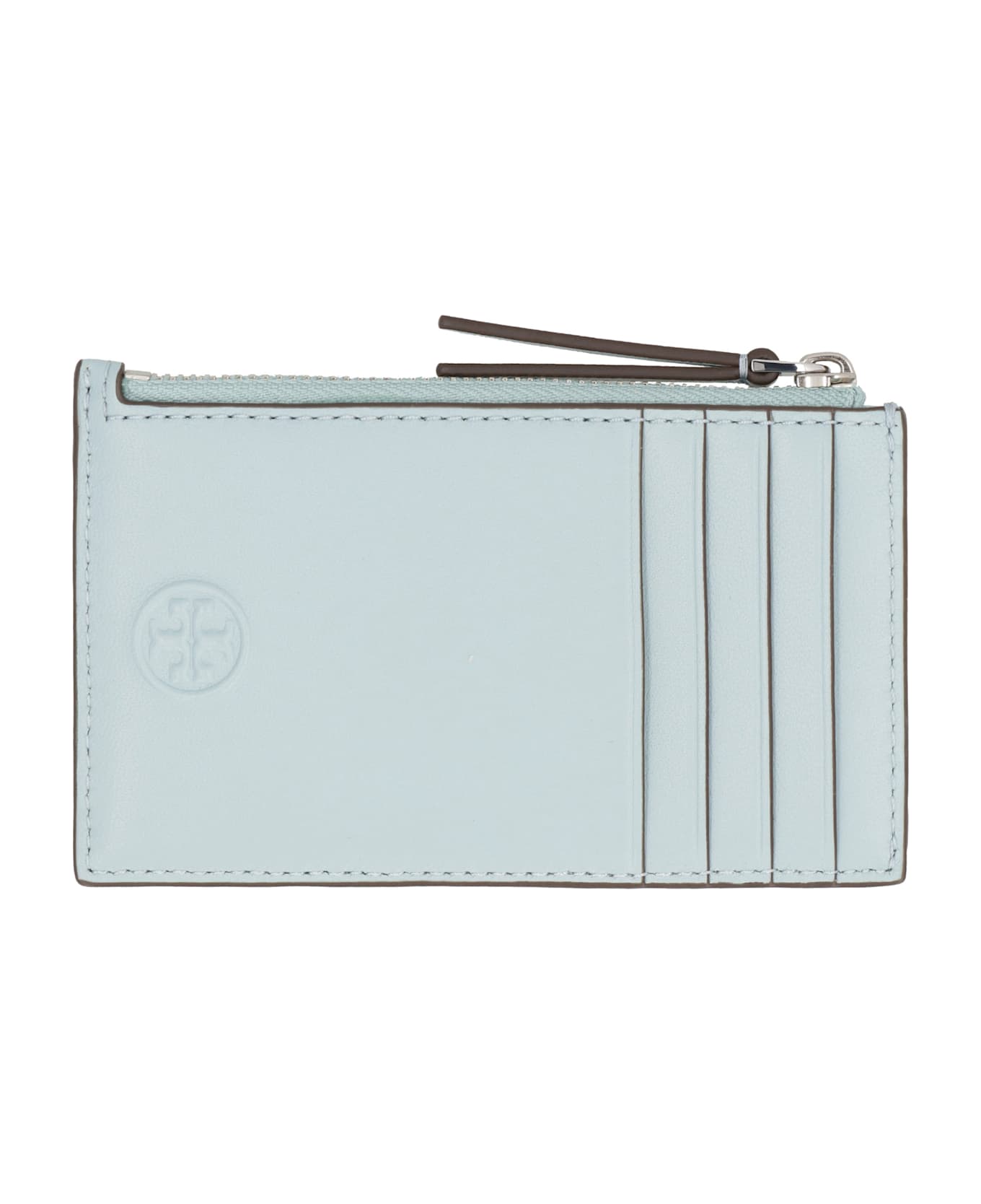 Tory Burch Fleming Quilted Leather Card Holder - Light Blue