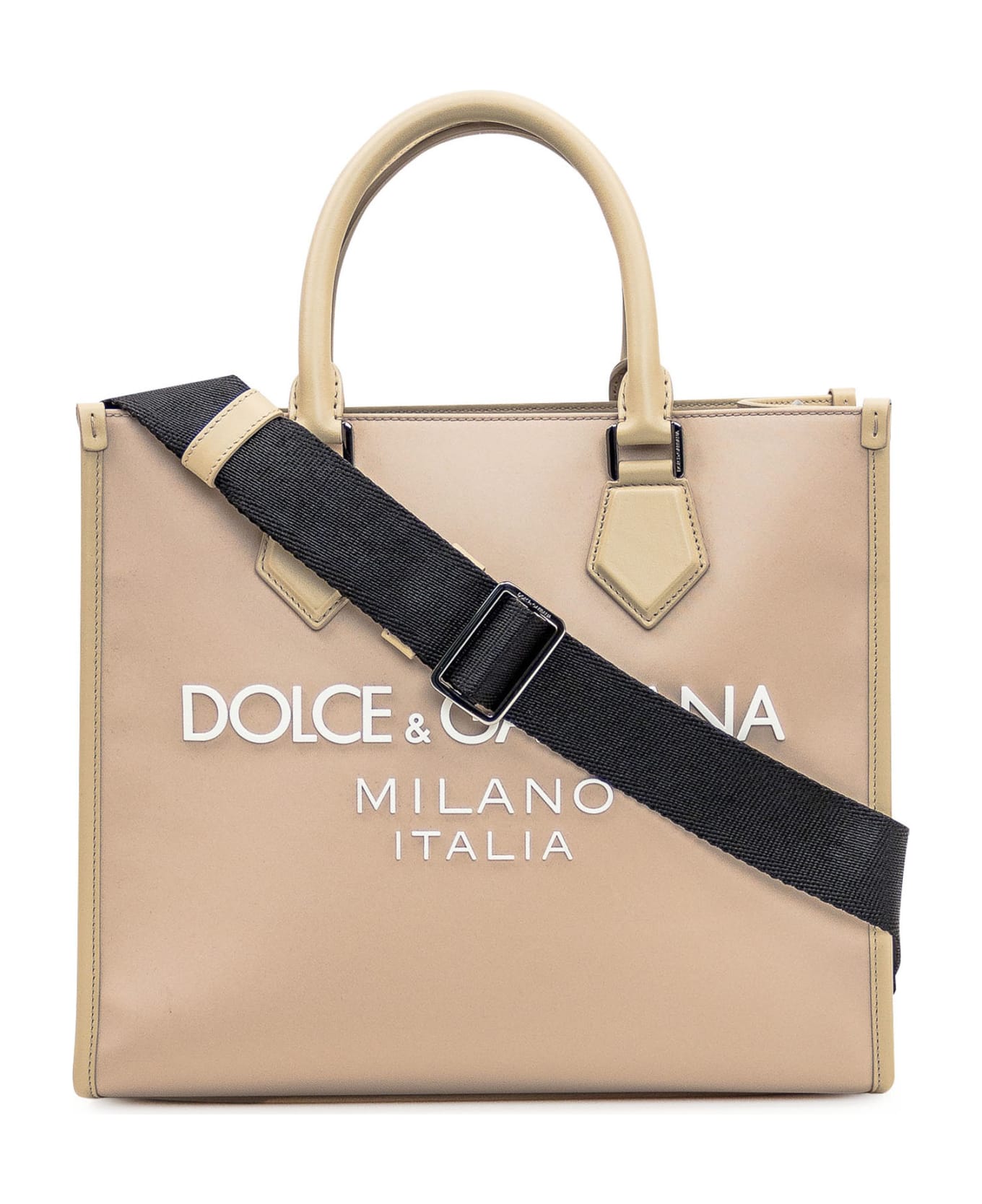 Dolce & Gabbana Shopping Bag With Logo - Desert/Beige