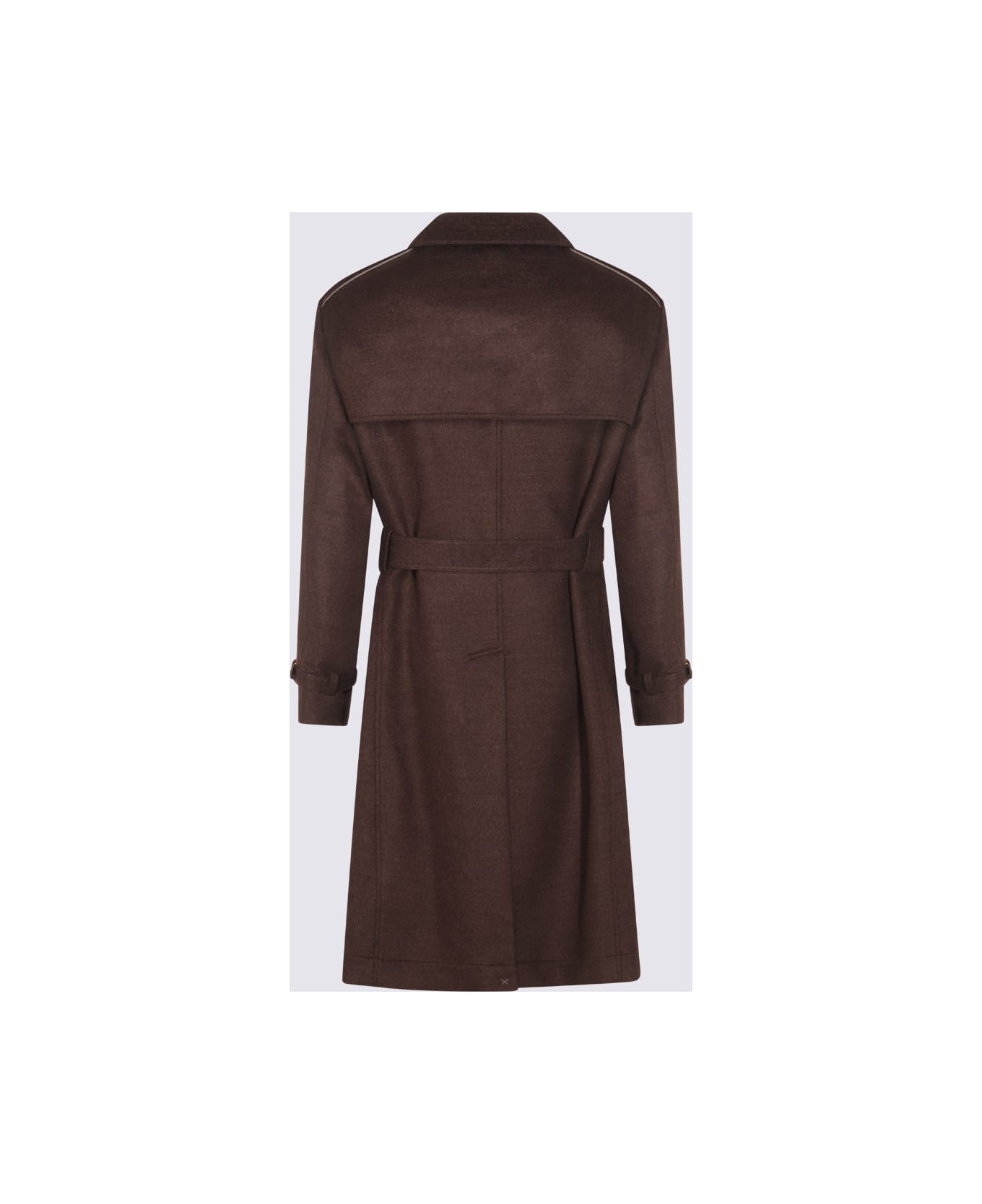 Brunello Cucinelli Brown Wool Trench Coat - BROWN