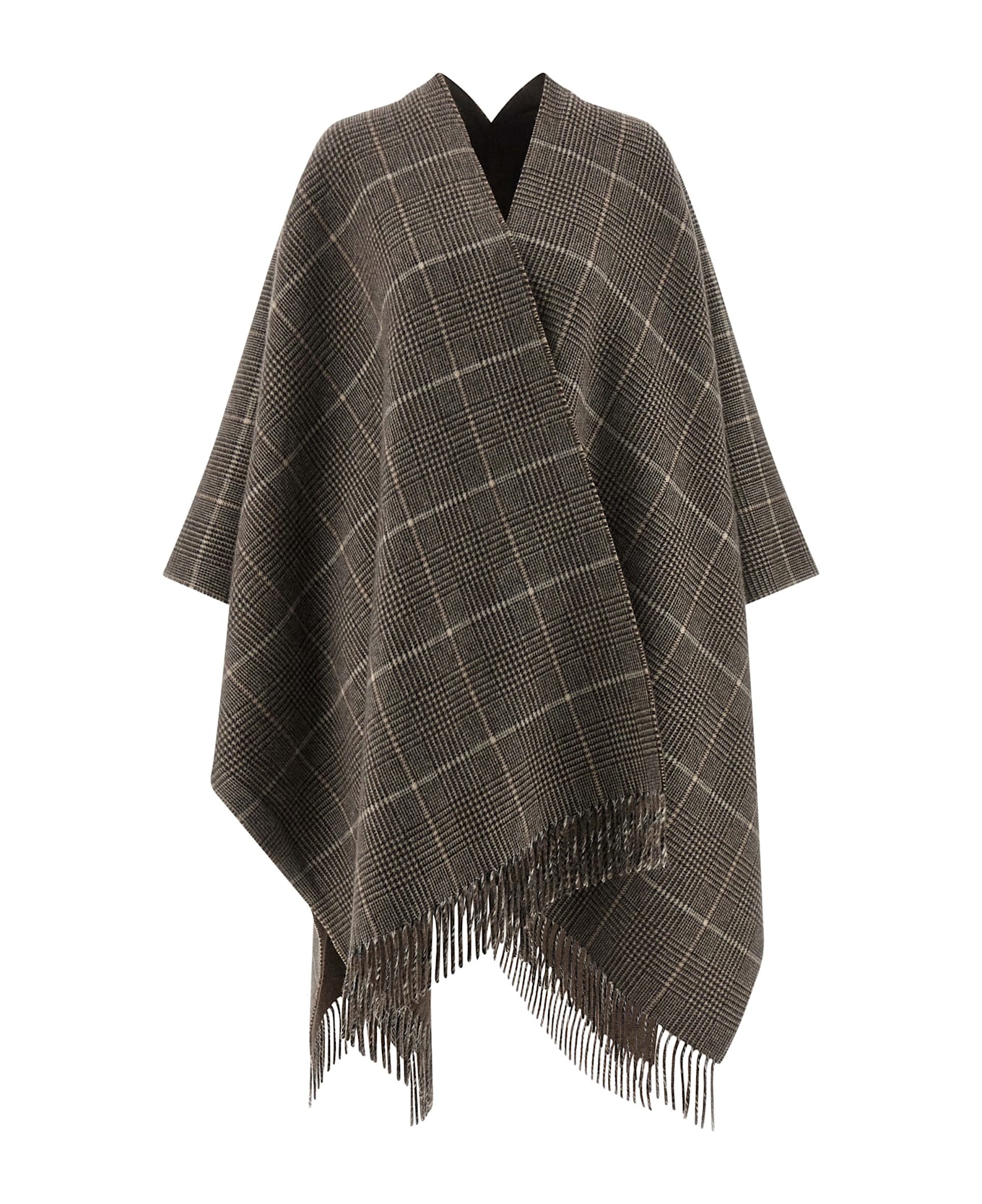 Brunello Cucinelli Cashmere Reversible Poncho - Brown