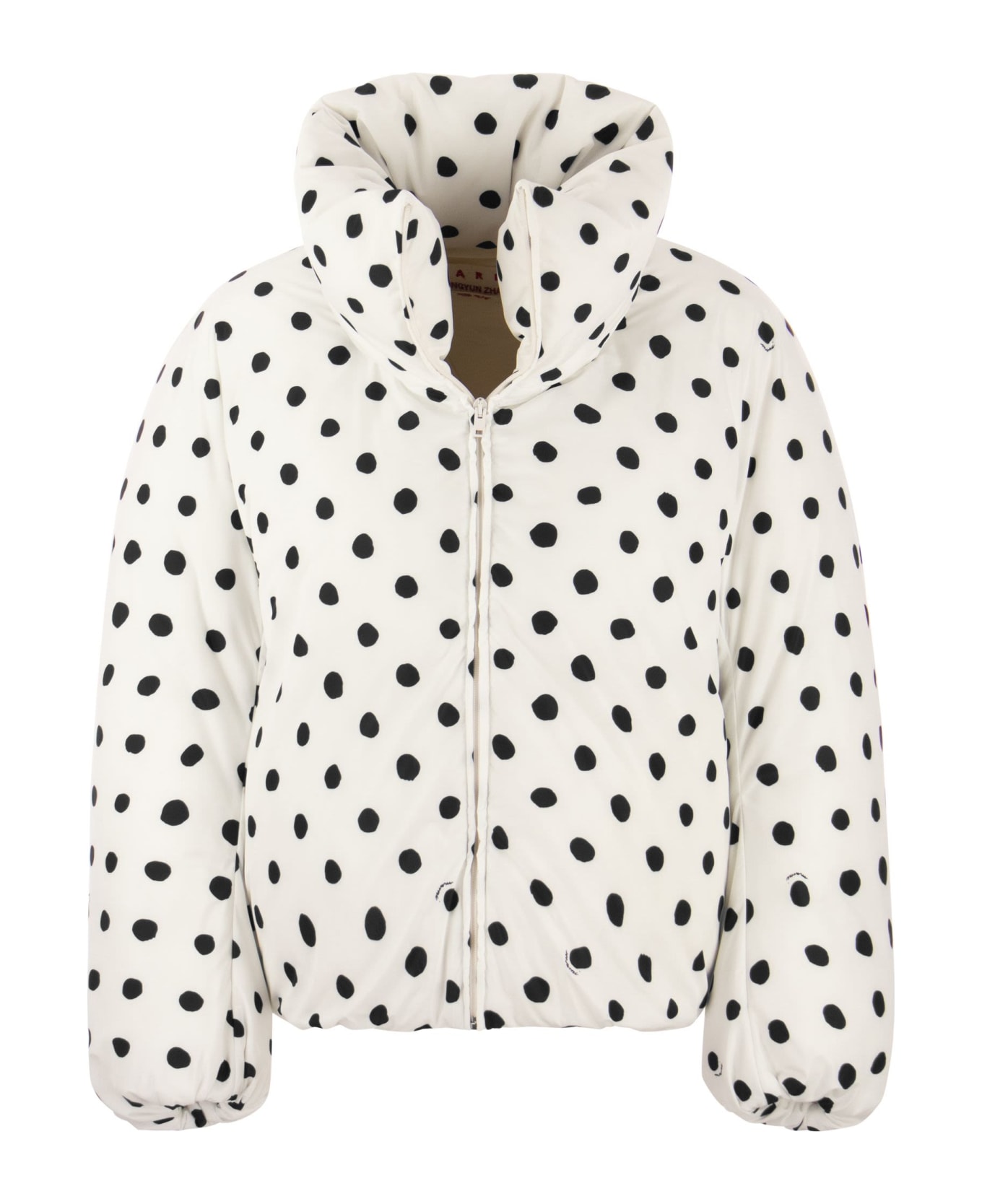 Marni Oversize Down Jacket With Polka Dots - White