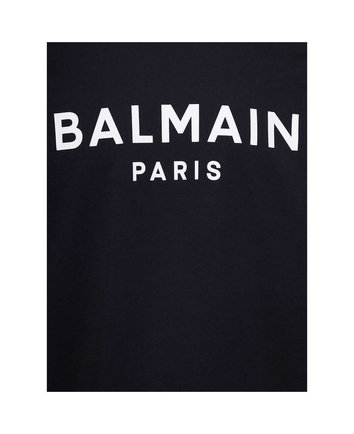 Balmain Black Crew Neck T-shirt With Logo Print On The Chest In Cotton Man - Black
