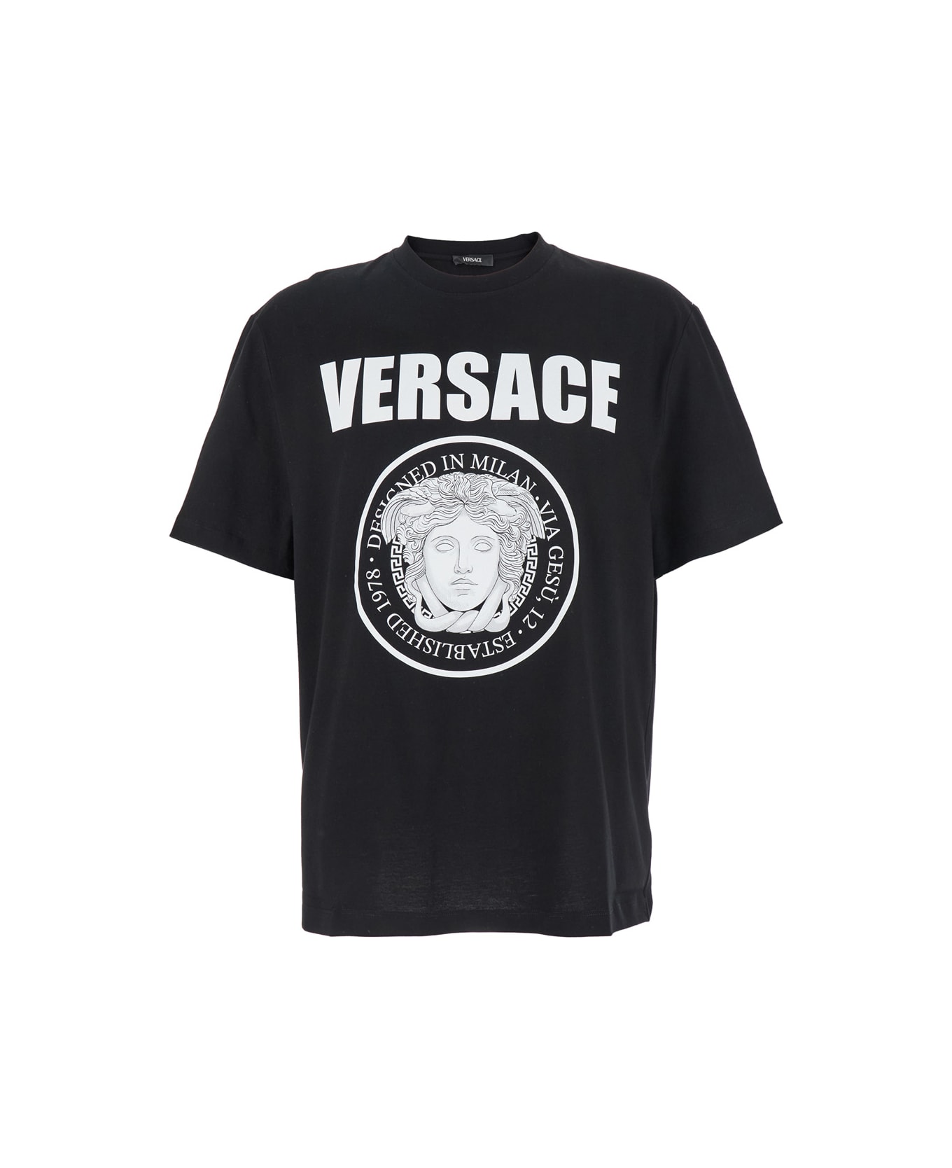 Versace T-shirt With Logo - Black