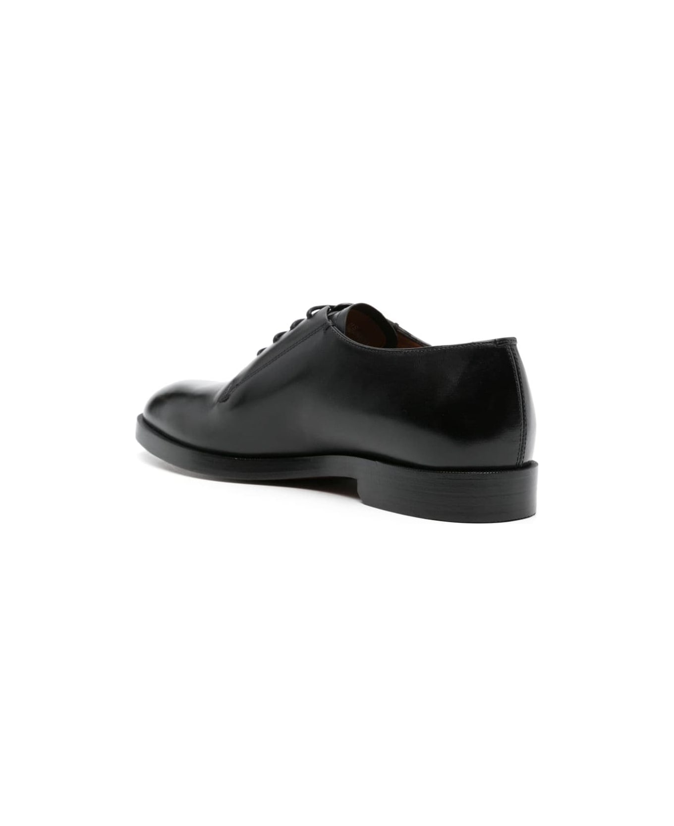 Zegna Almond-toe Leather Derby Shoes - Black