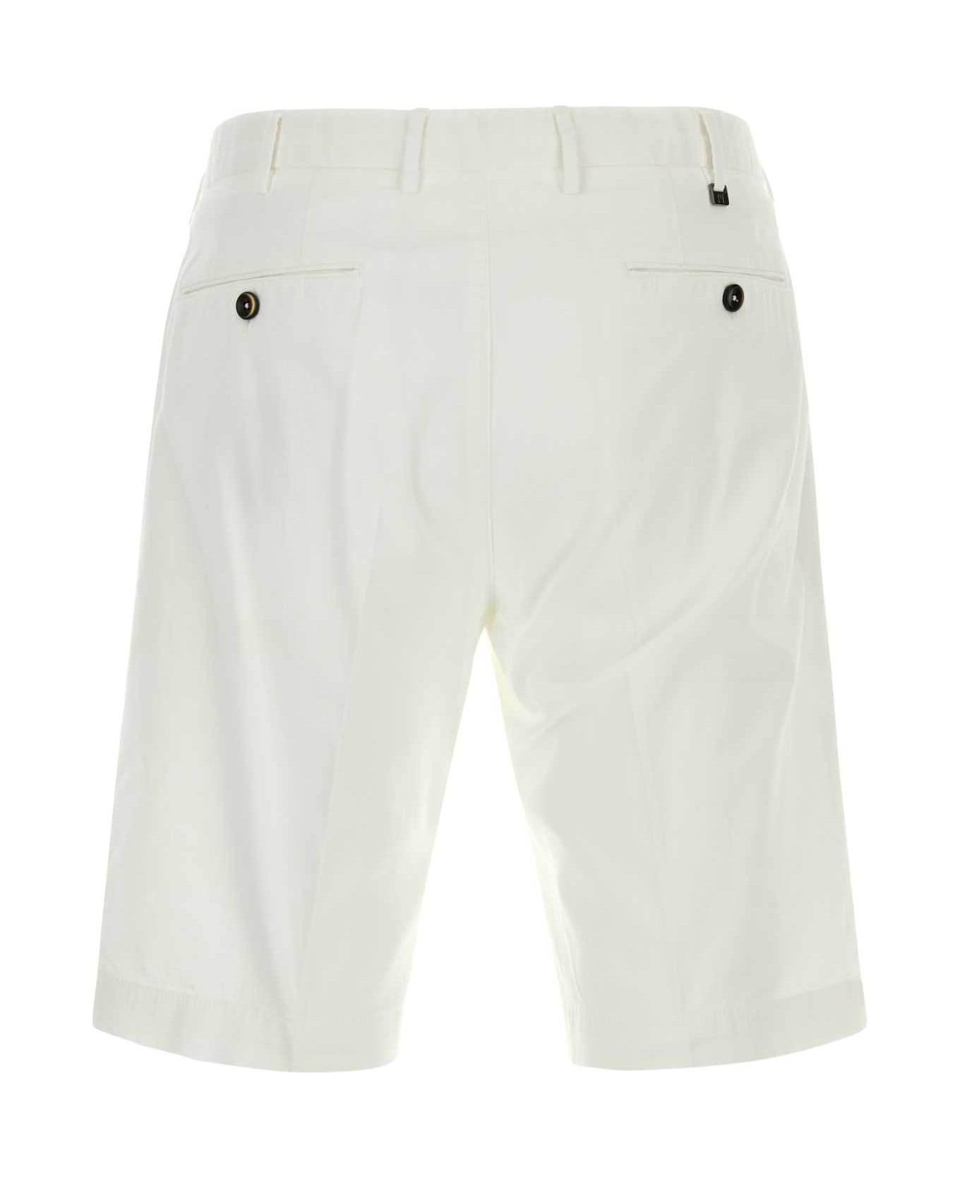 PT Torino White Stretch Cotton Bermuda Shorts - Y010