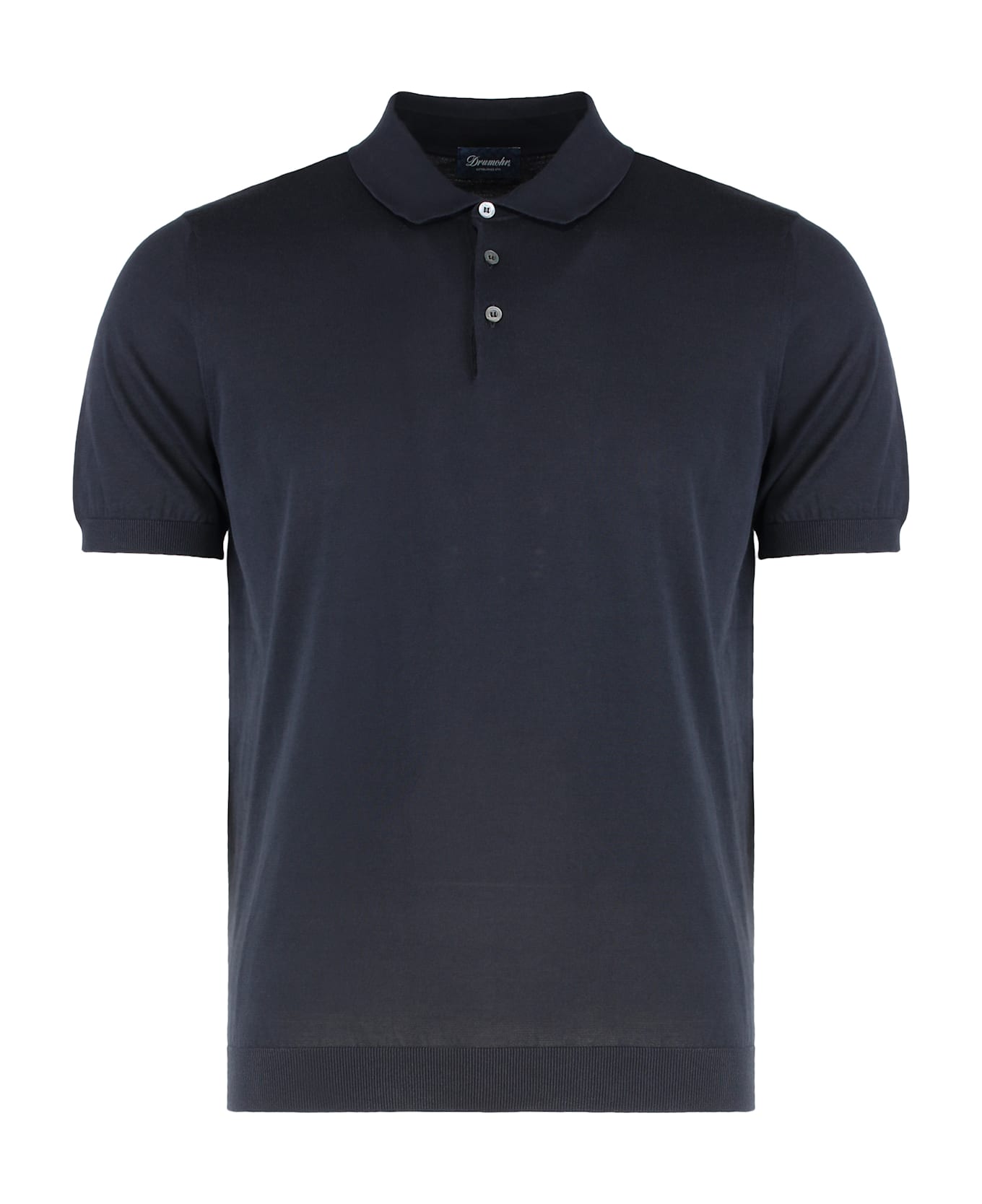 Drumohr Knitted Cotton Polo Shirt - blue
