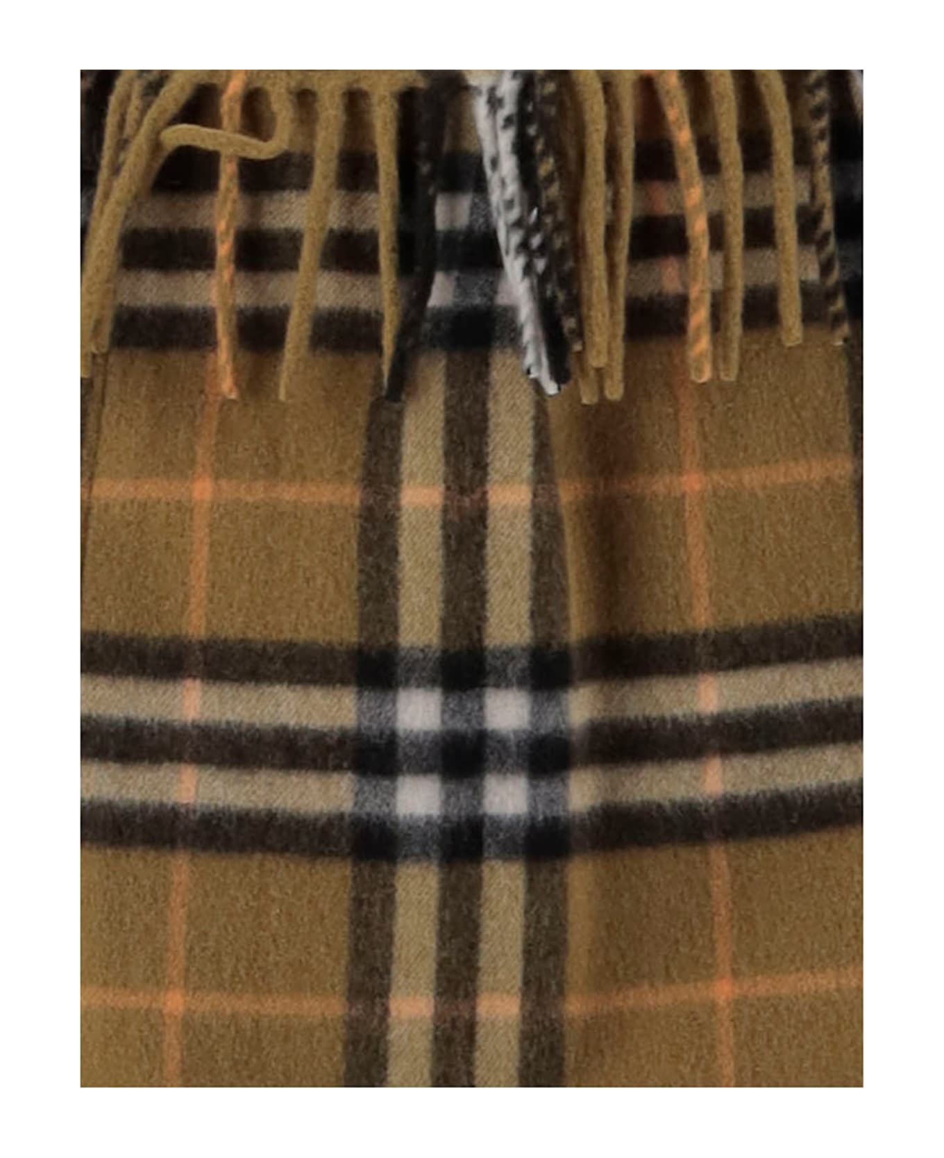 Burberry Fringed Check Cashmere Skirt - Grey