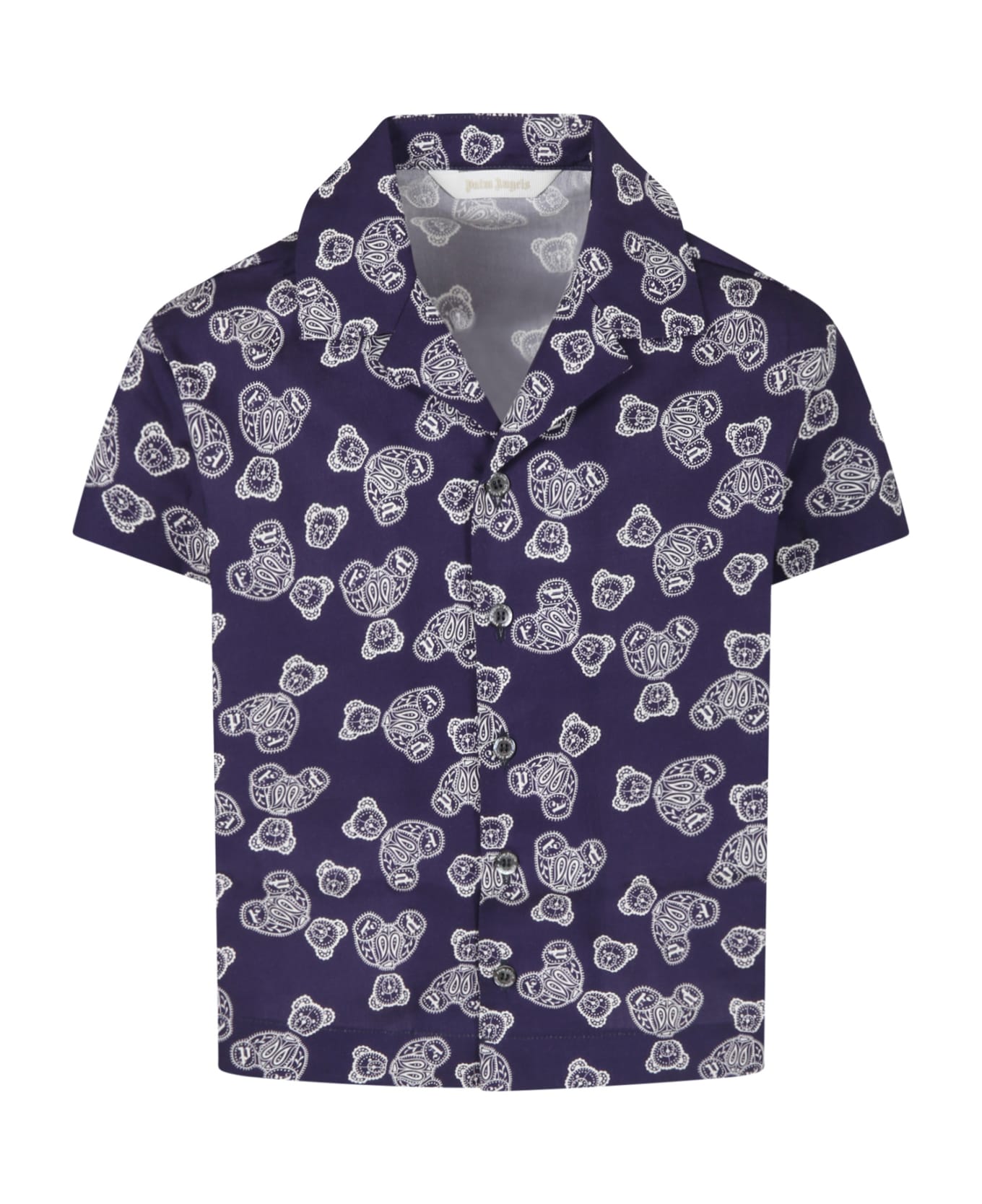 Palm Angels Blue Shirt For Boy With Bears - Blue