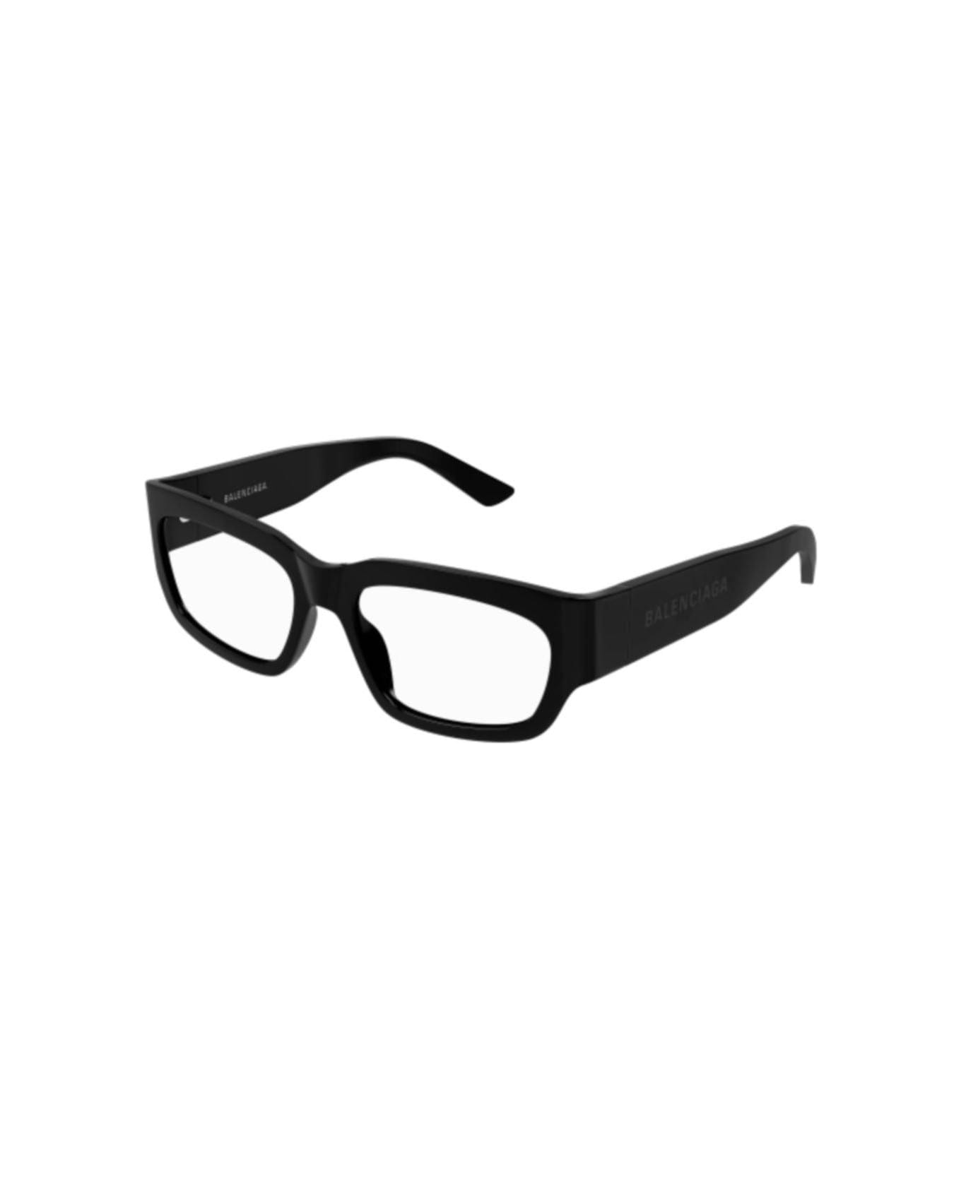 Balenciaga Eyewear Rectangular Frame Glasses - 001 black black transpare