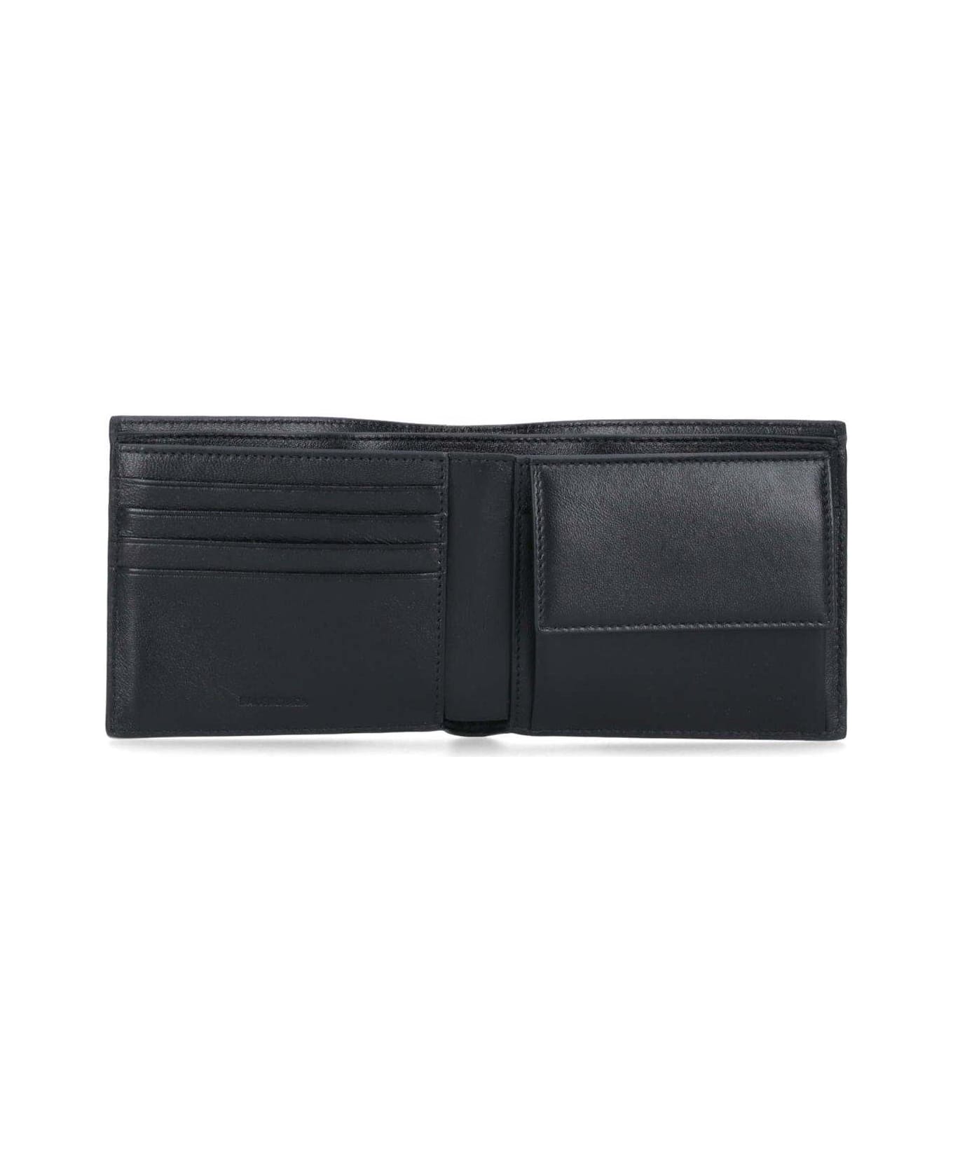 Balenciaga Political Stencil Logo Print Bifold Wallet - Black