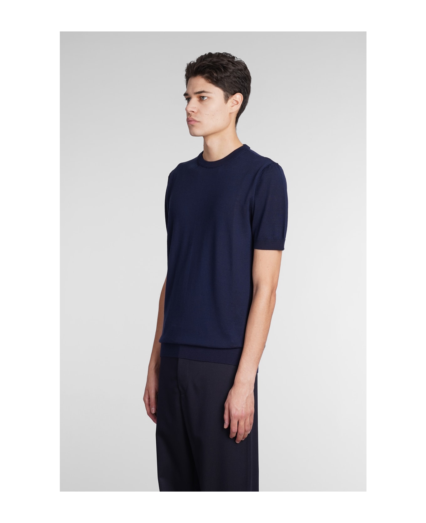 Emporio Armani T-shirt In Blue Wool - blue