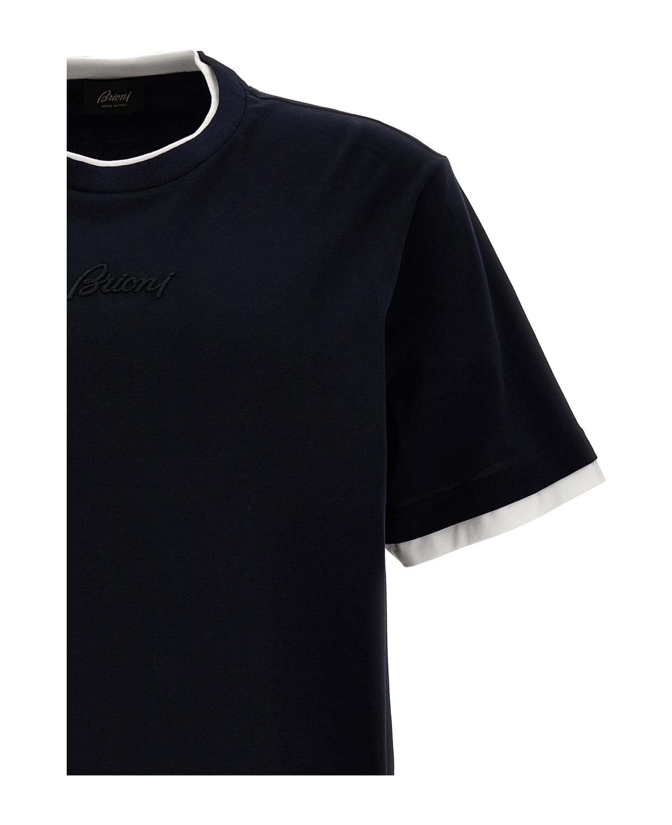 Brioni Logo Embroidery T-shirt - Blue
