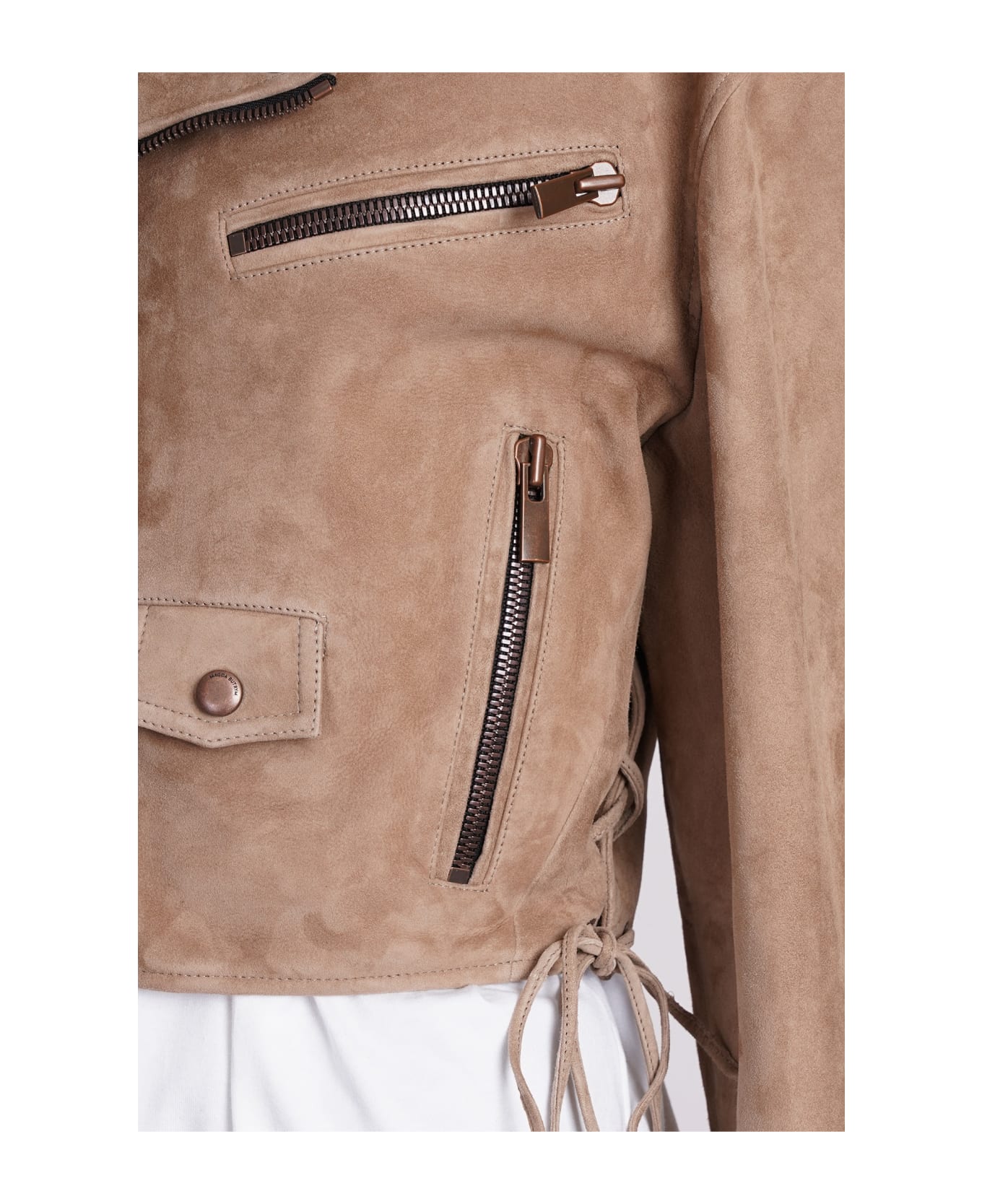 Magda Butrym Biker Jacket In Brown Leather - brown