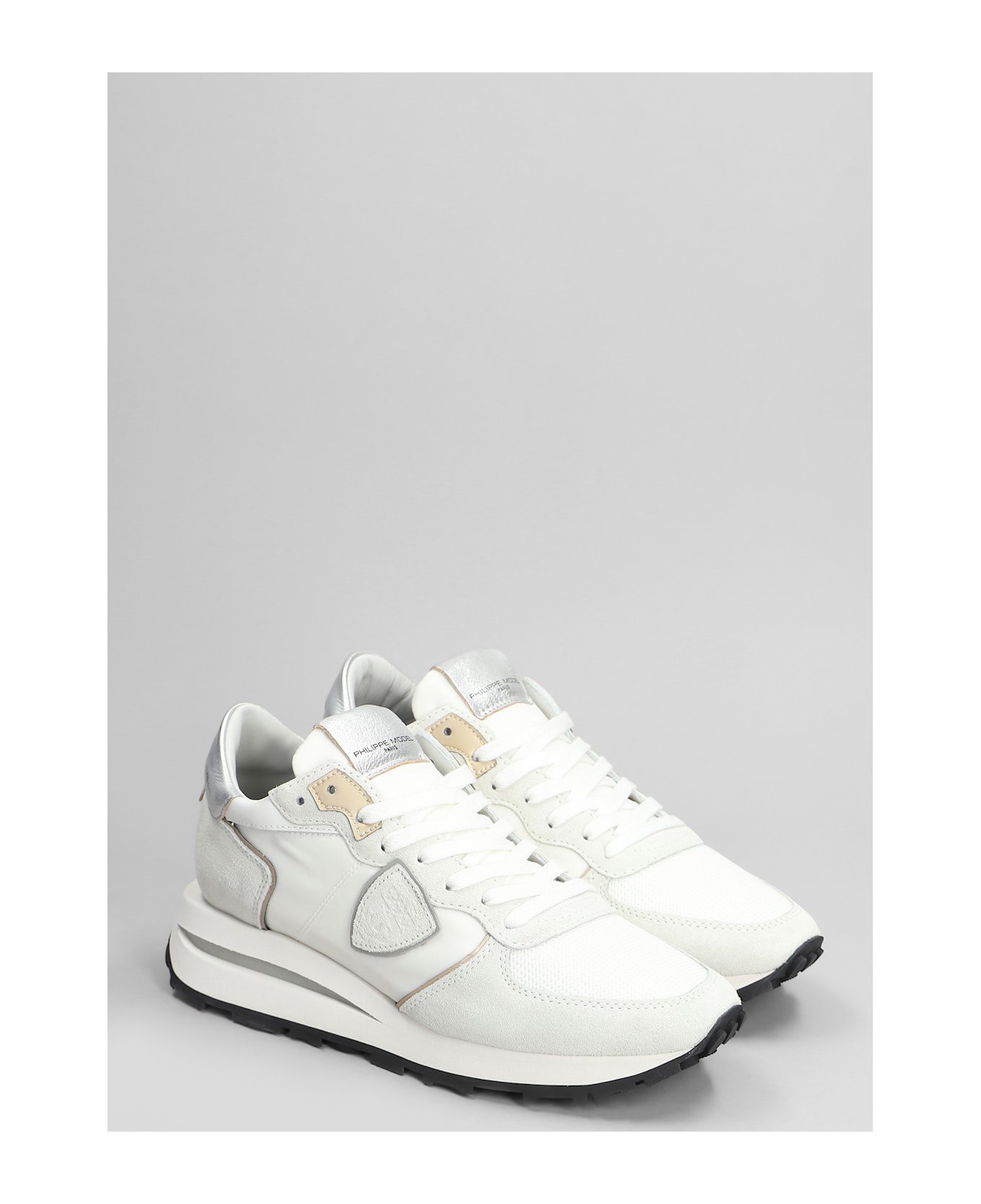 Philippe Model Tropez Haute Sneakers In White Suede And Fabric - white