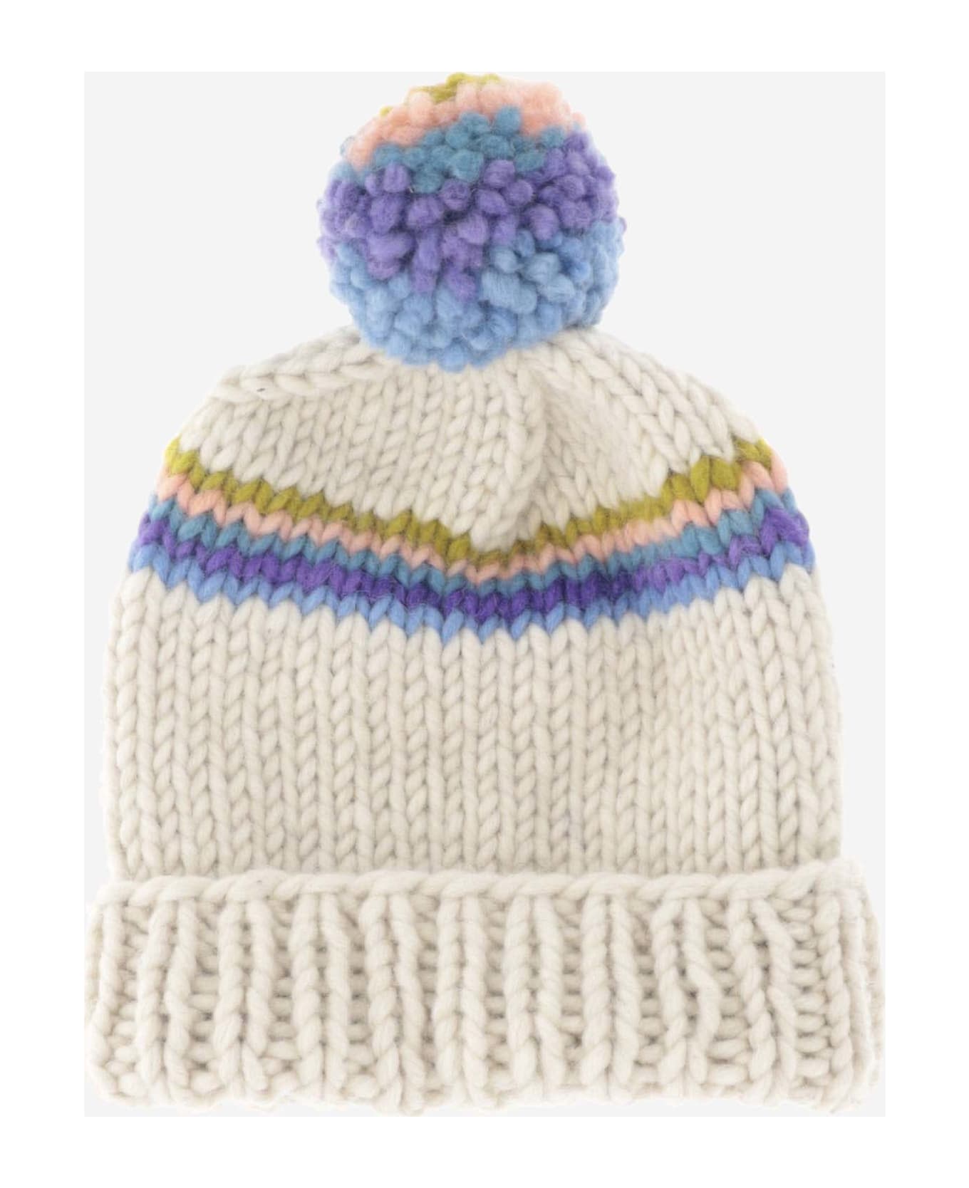 Myssy Wool Beanie Hat With Pom Pon - Red