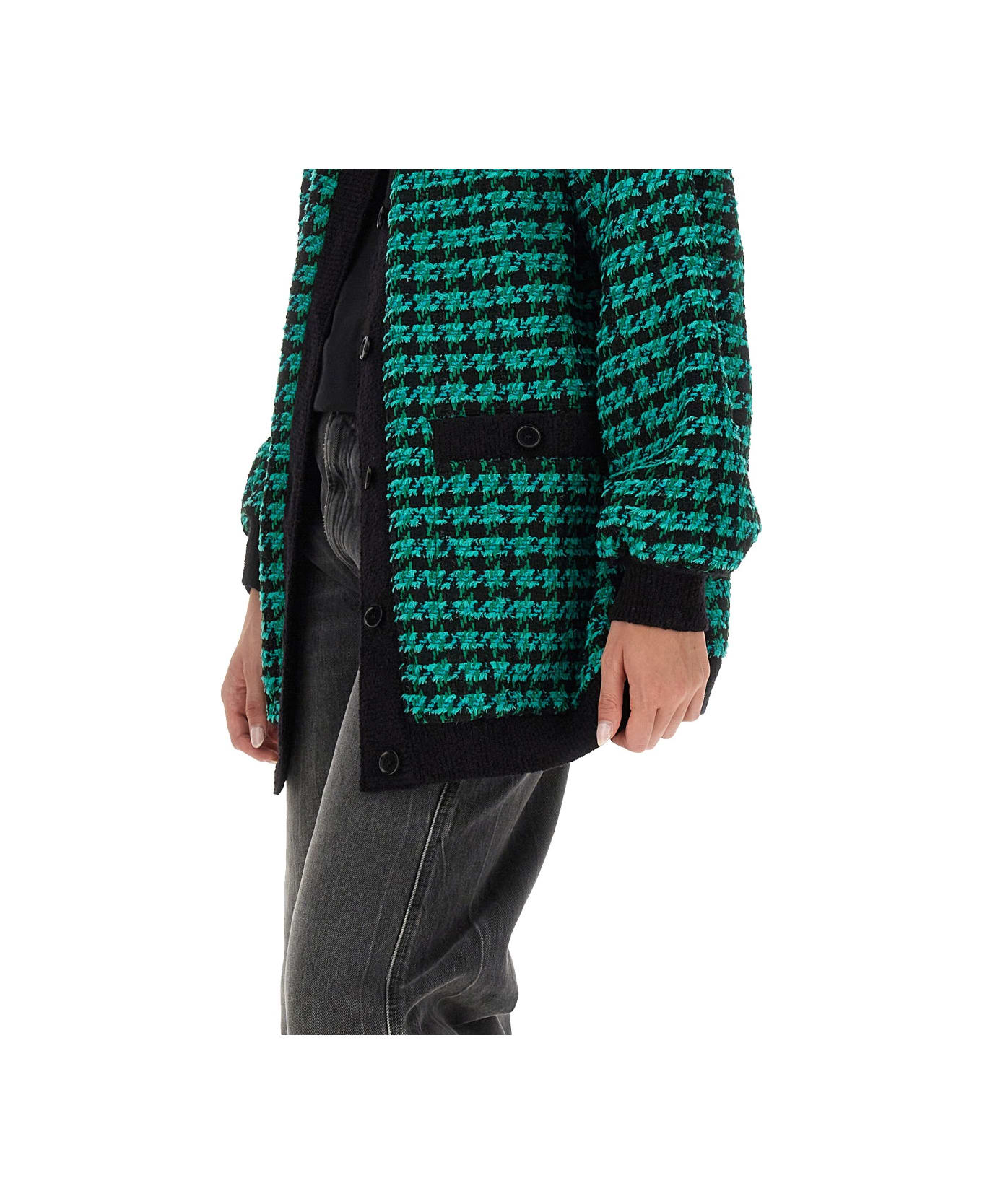 MSGM Houndstooth Tweed Jacket - GREEN ジャケット