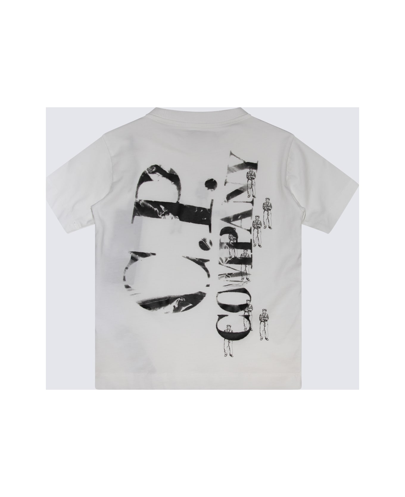 C.P. Company White And Black Cotton T-shirt - GAUZE WHITE