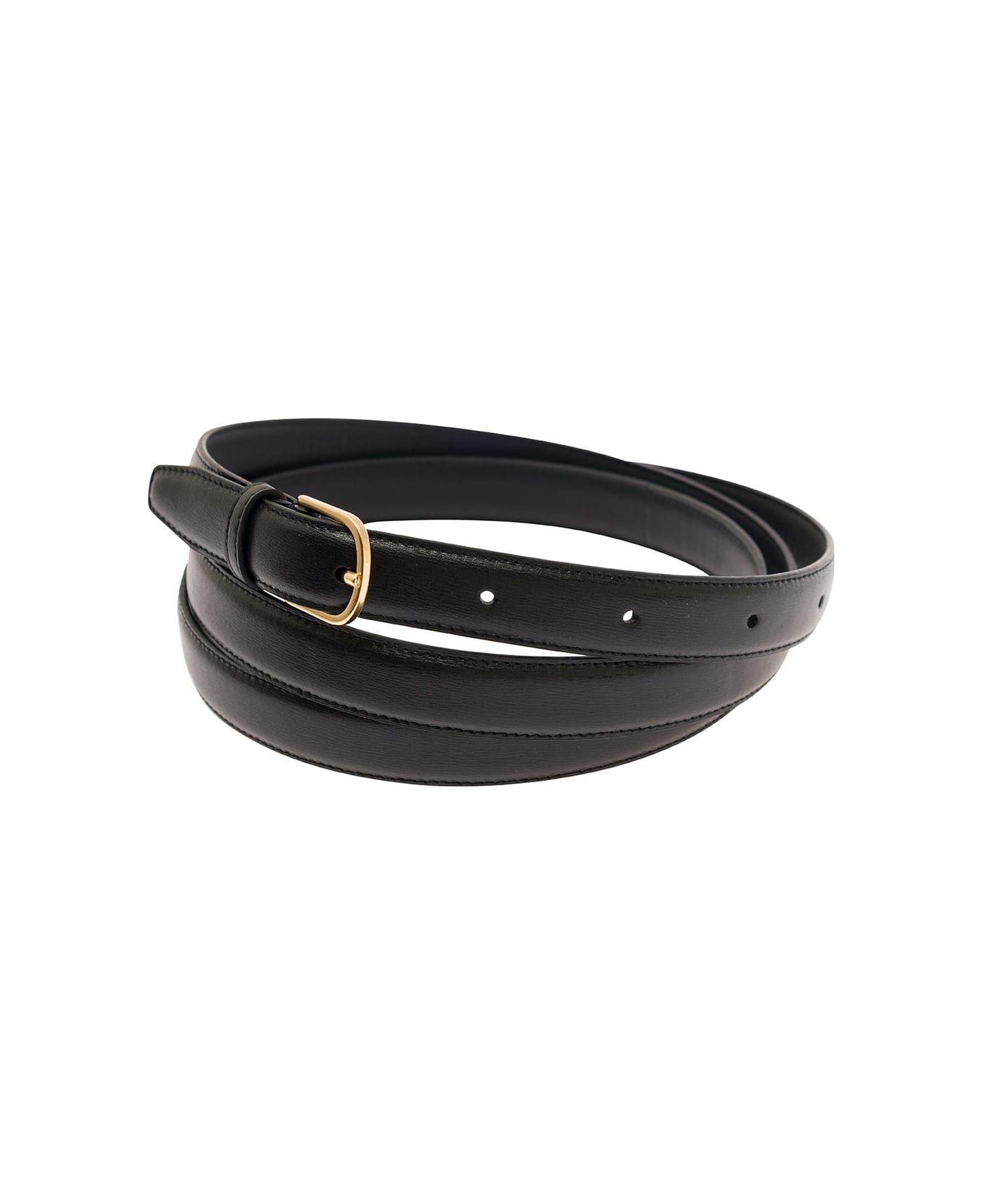 Totême Black Wrap Belt With Gold Tone Buckle In Leather Woman - Black