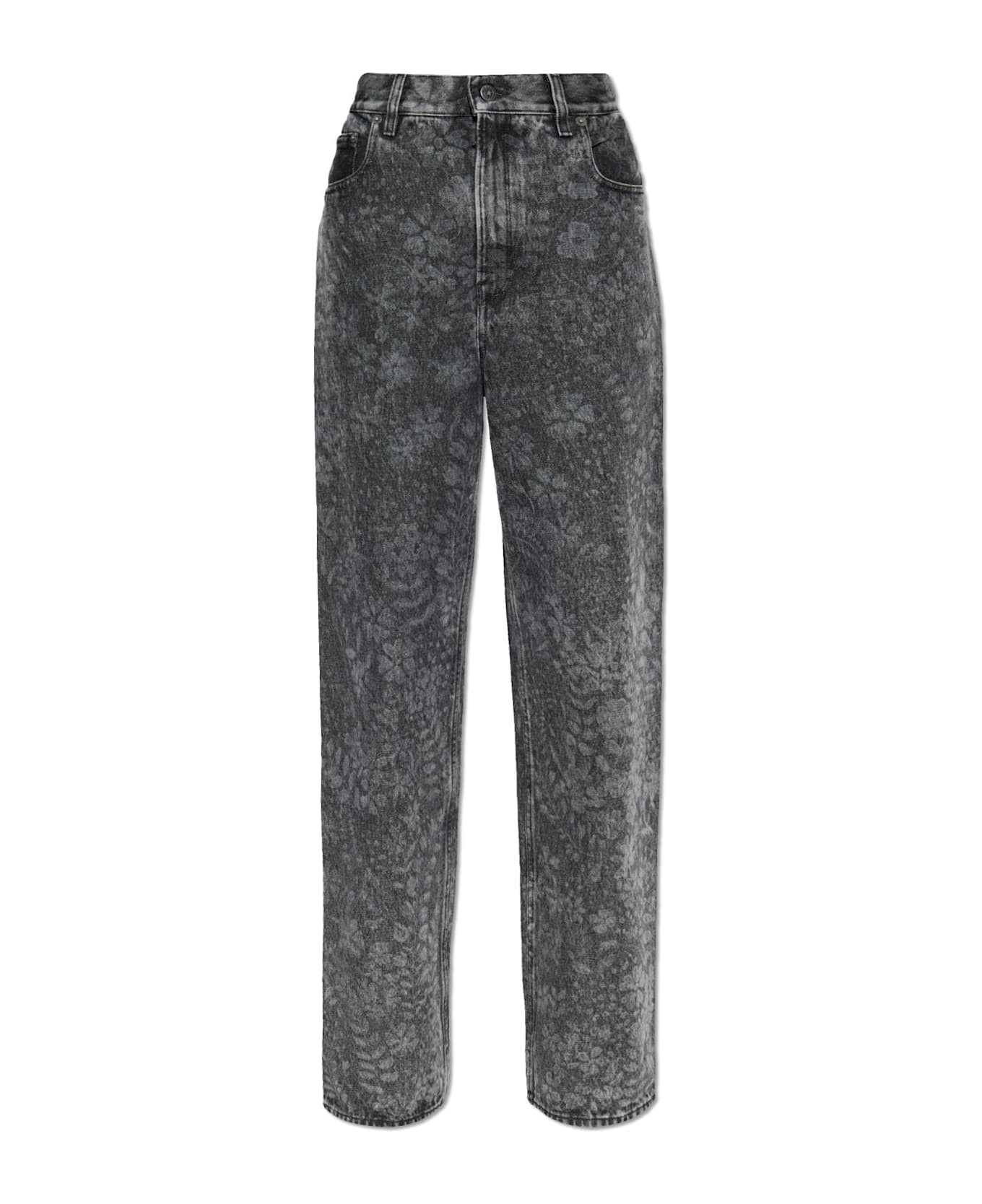 Golden Goose Straight Jeans With Floral Motif - BLACK MARBLE