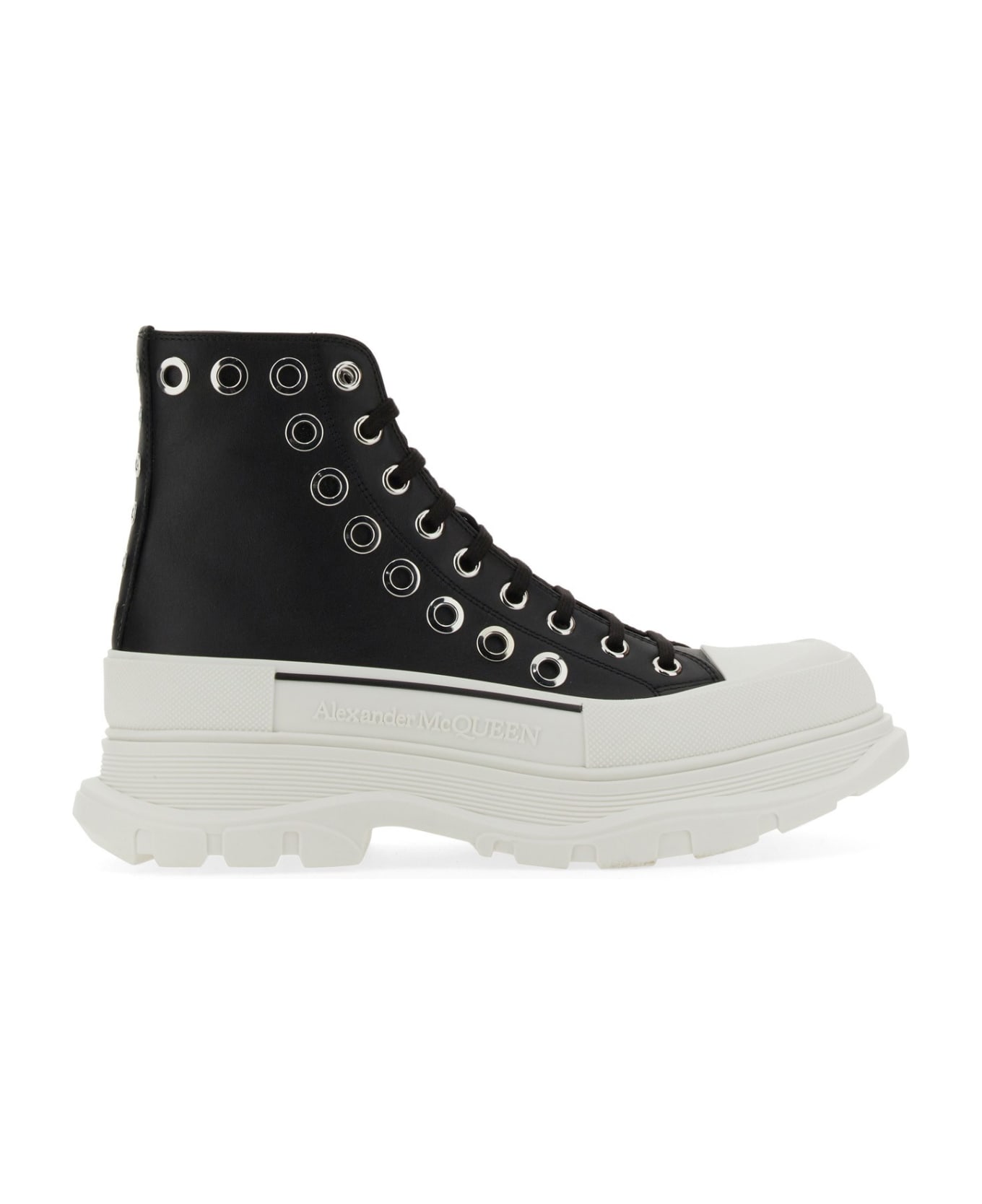 Alexander McQueen Joey Sneaker With Eyelets - Blk Of Wh Blk Sil スニーカー