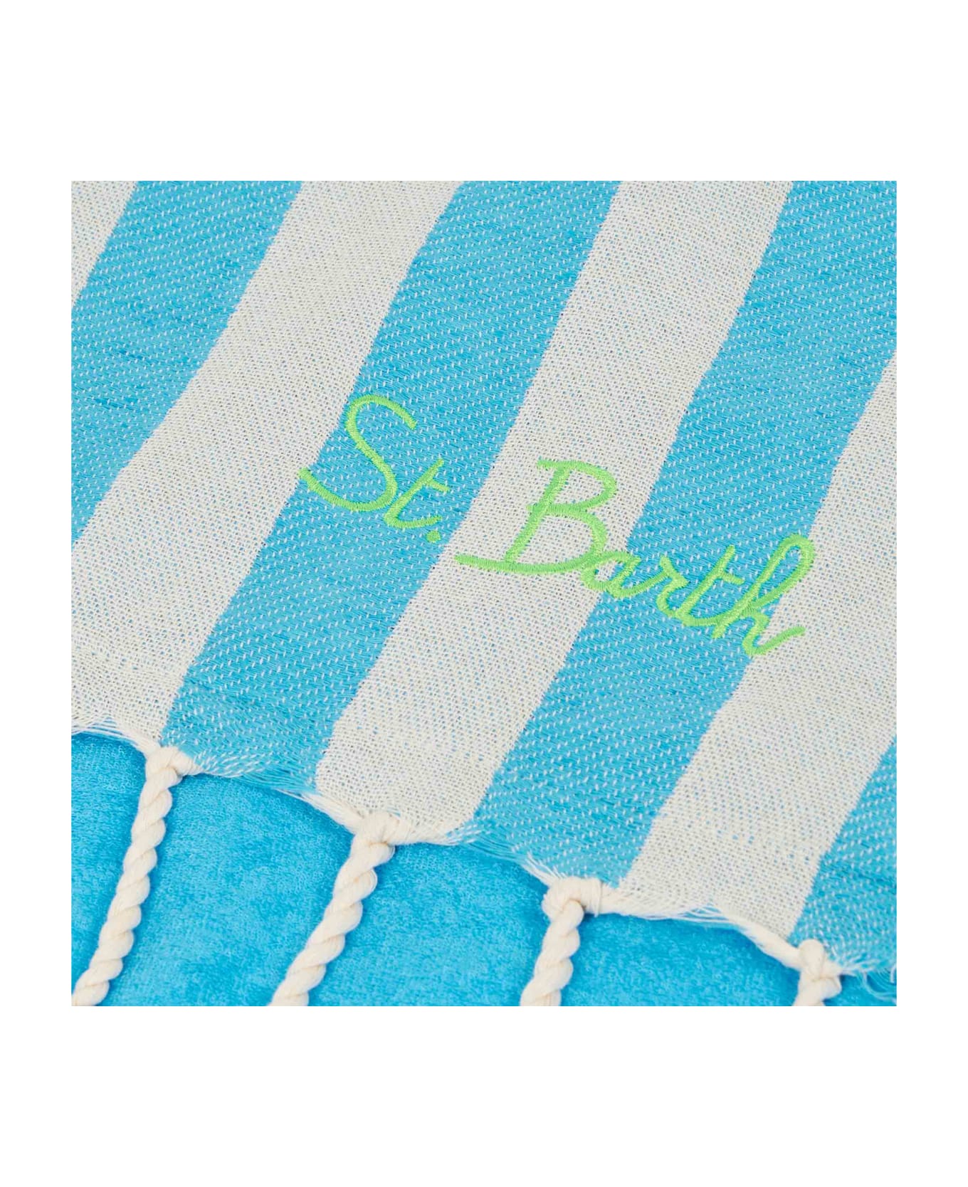 MC2 Saint Barth Classic Foutas Doubled With Soft Polyester Sponge And Striped - BLUE ビーチタオル