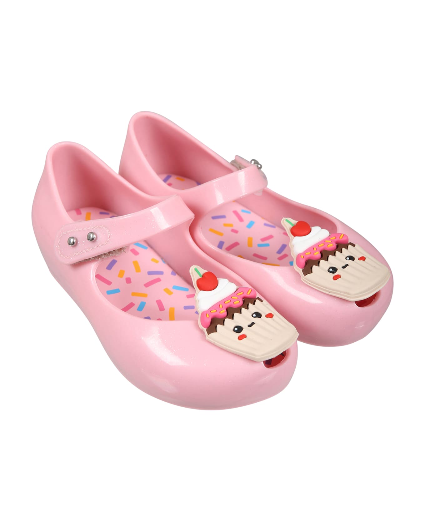 Melissa Pink Ballet Flats For Girl With Cupcake - Pink シューズ