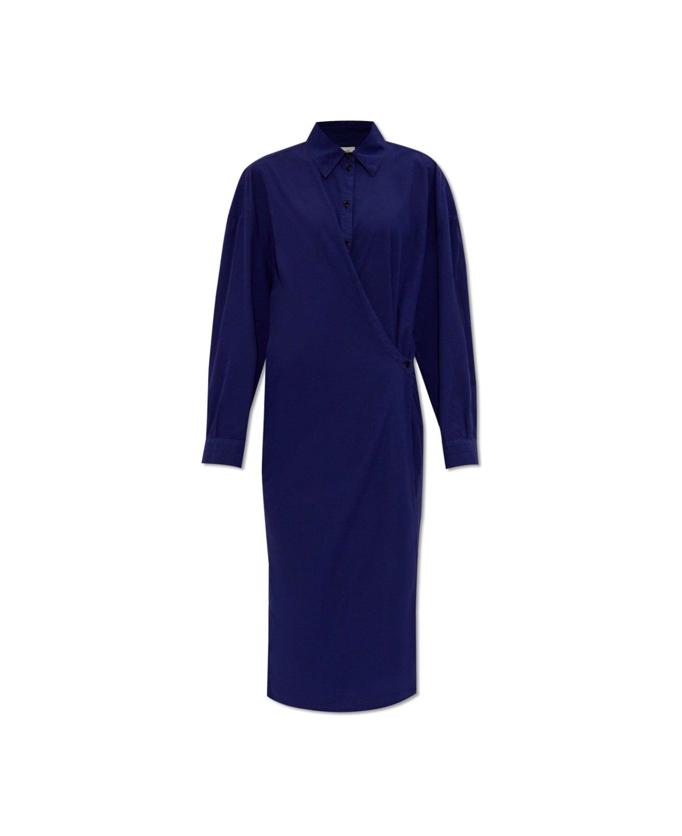 Lemaire Asymmetric Twisted Midi Shirt Dress - Blue Violet ワンピース＆ドレス