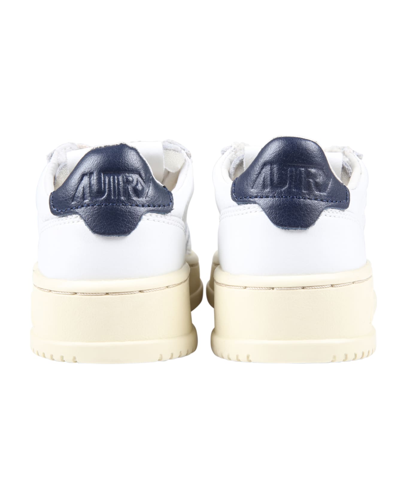 Autry White Sneakers For Kids With Blue Logo - White