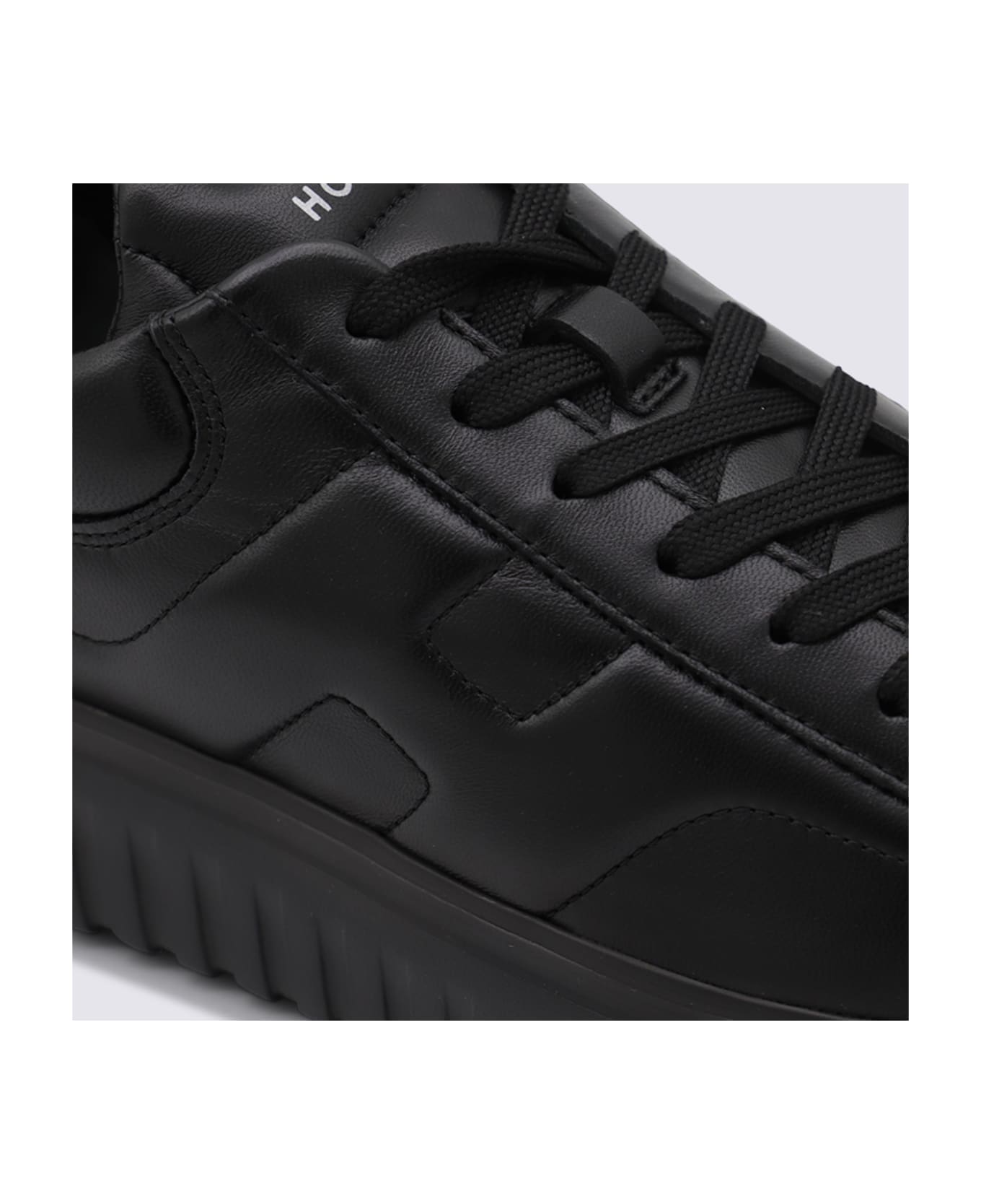 Hogan Black Leather Sneakers - Black