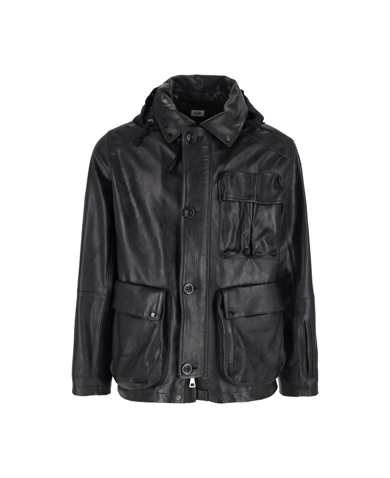 C.P. Company 
mille
 Leather Jacket - Black  