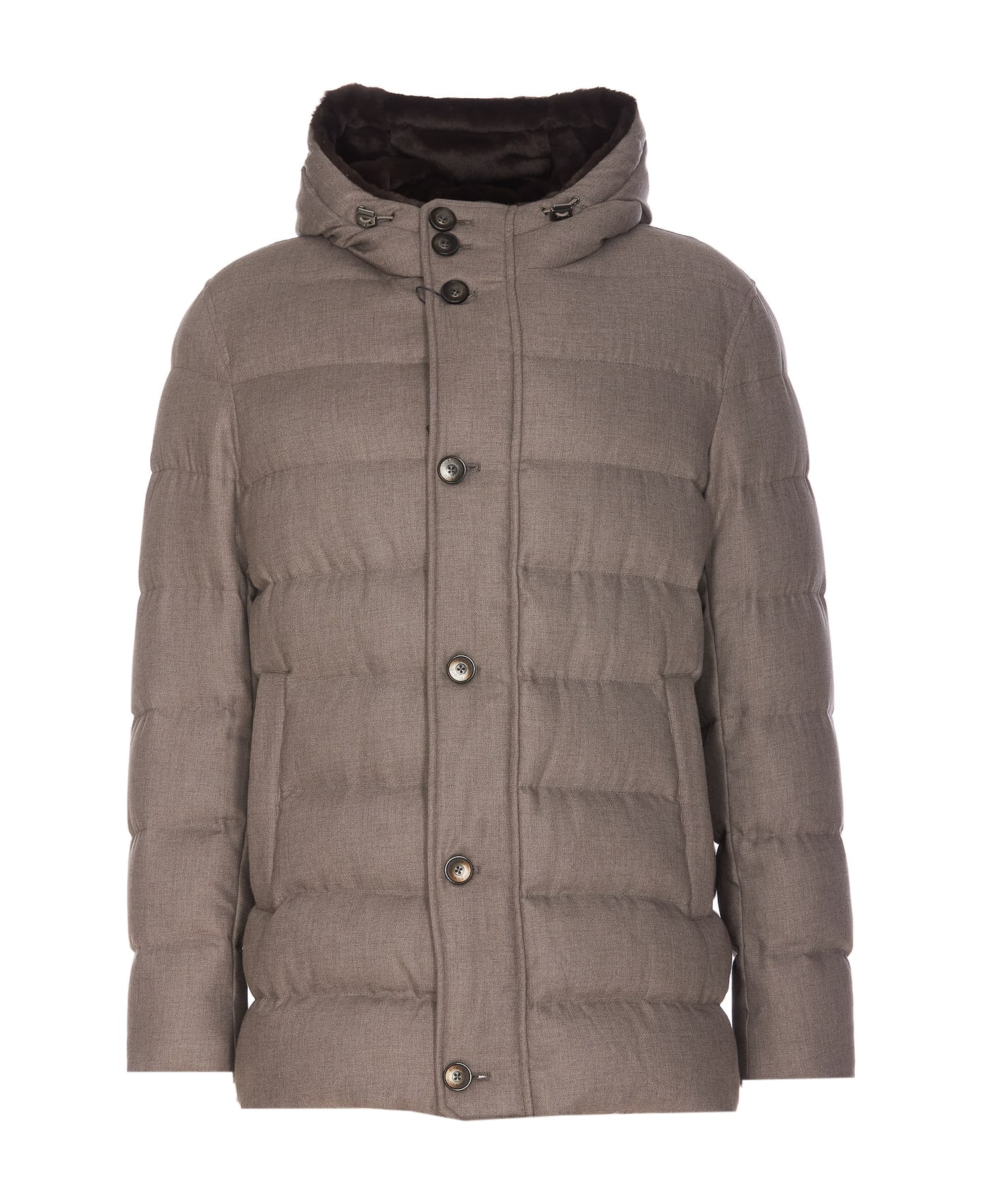 Herno Wool Blend Quilted Down Jacket - Beige