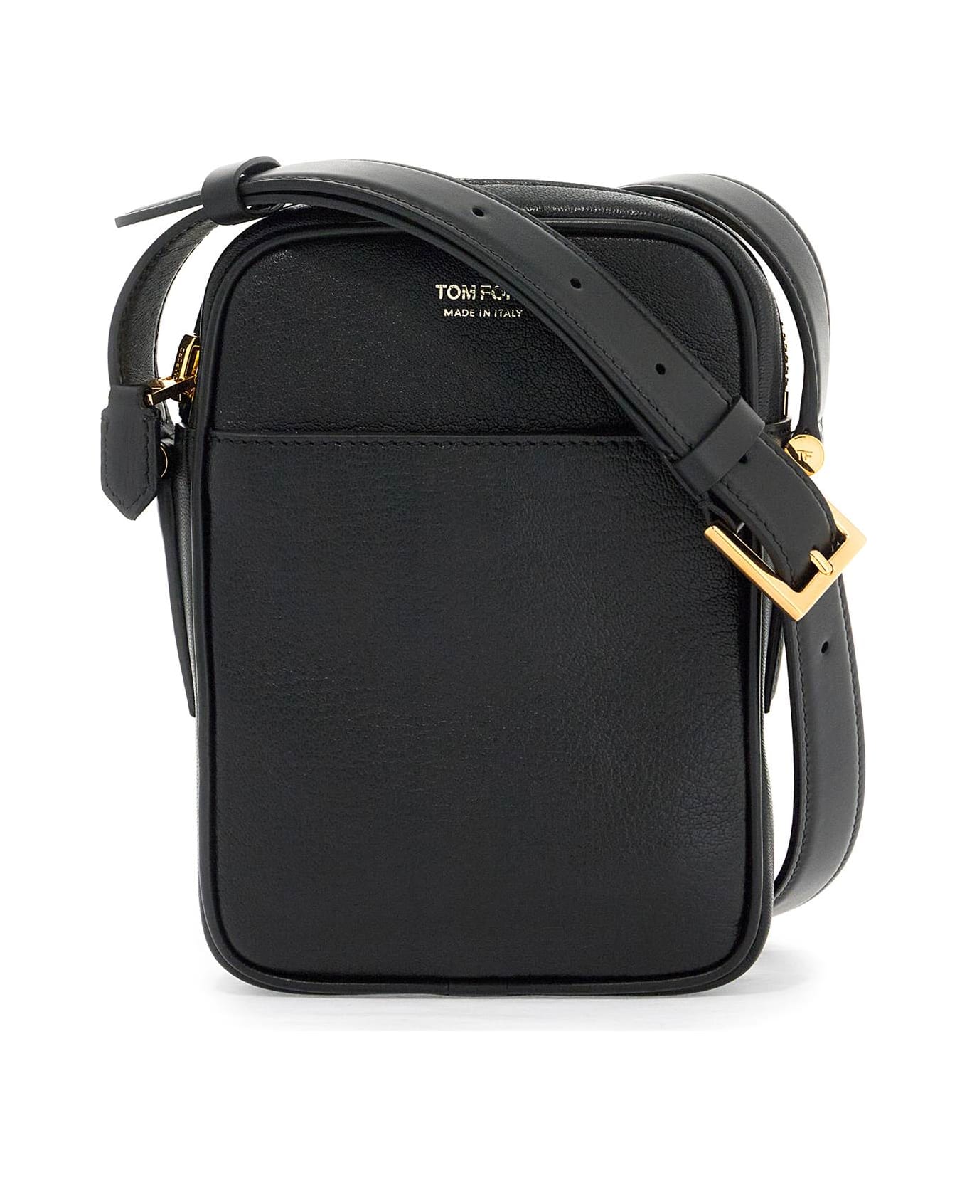 Tom Ford Logo Leather Shoulder Strap - BLACK (Black)