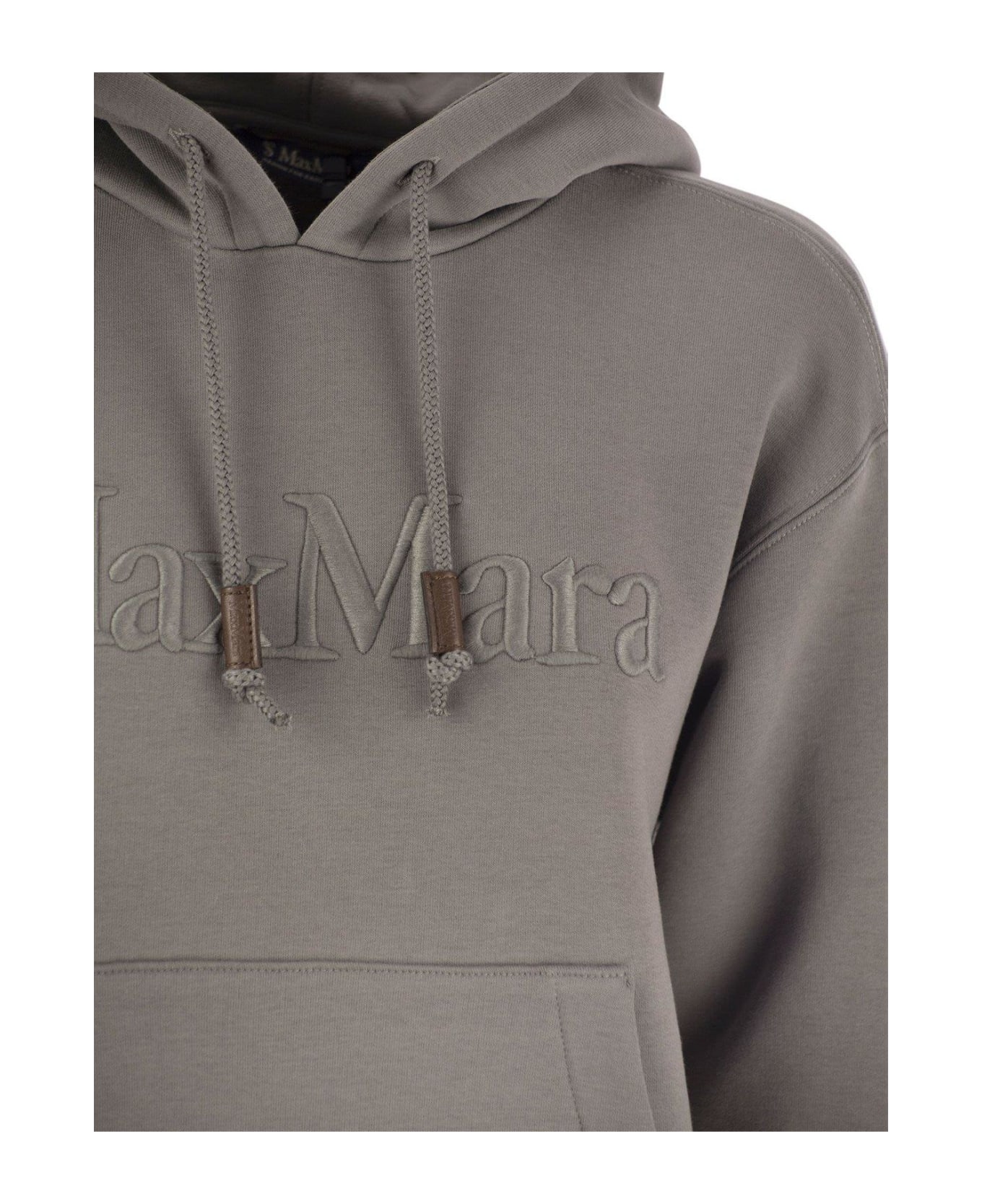 'S Max Mara Logo Embroidered Drawstring Hoodie - Smoke フリース