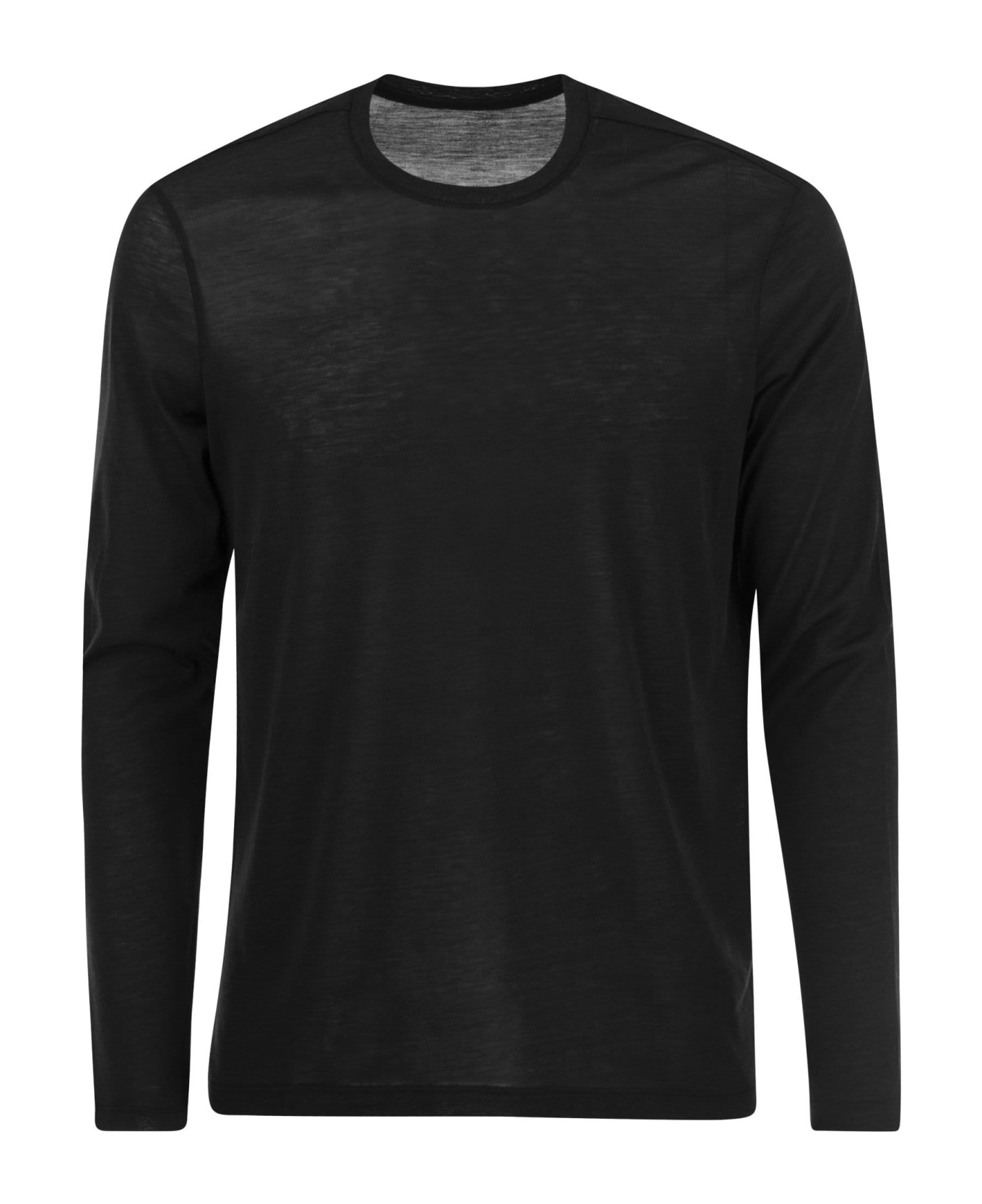Majestic Filatures Crew-neck T-shirt In Silk And Cotton - Black