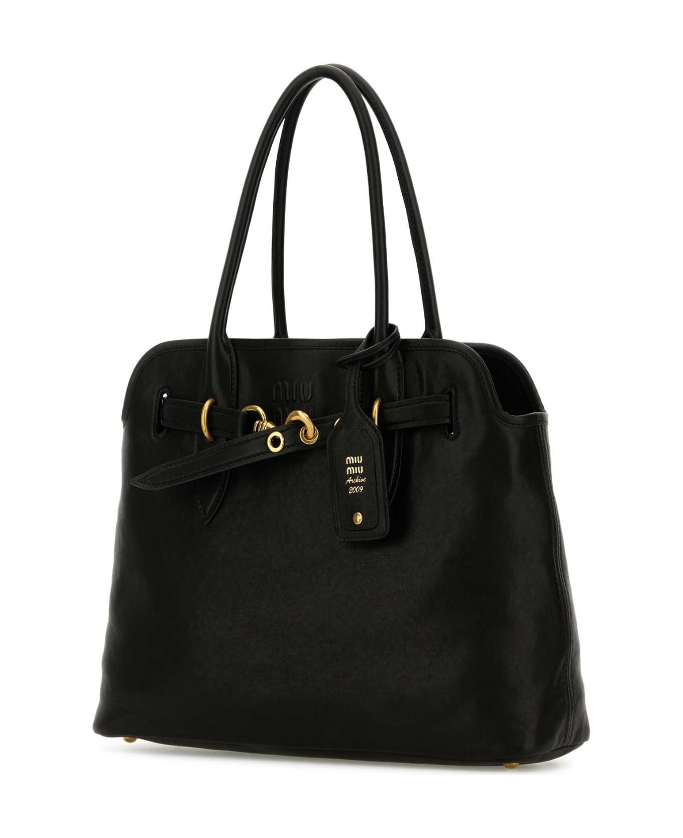Miu Miu Black Nappa Leather Aventure Shopping Bag - NERO