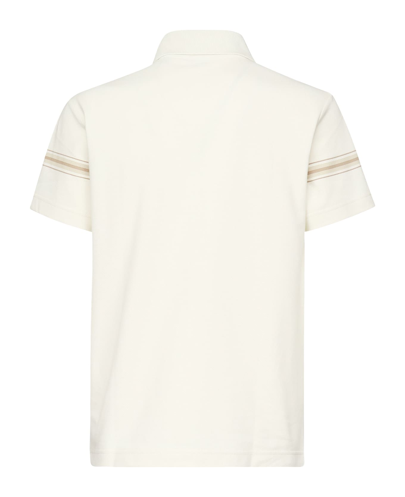 Burberry Striped Cotton Polo Shirt - White